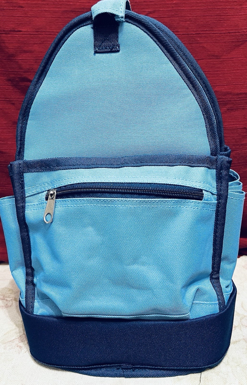 Light Blue/Navy Unisex Mini Open Tool Bag Polyester Zip Multi-Pocket