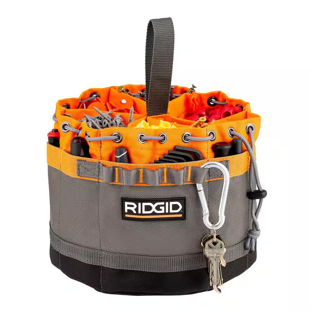 RIDGID 10 In. 19 Pocket Professional Grade Small Parts Organizer Tool Bag