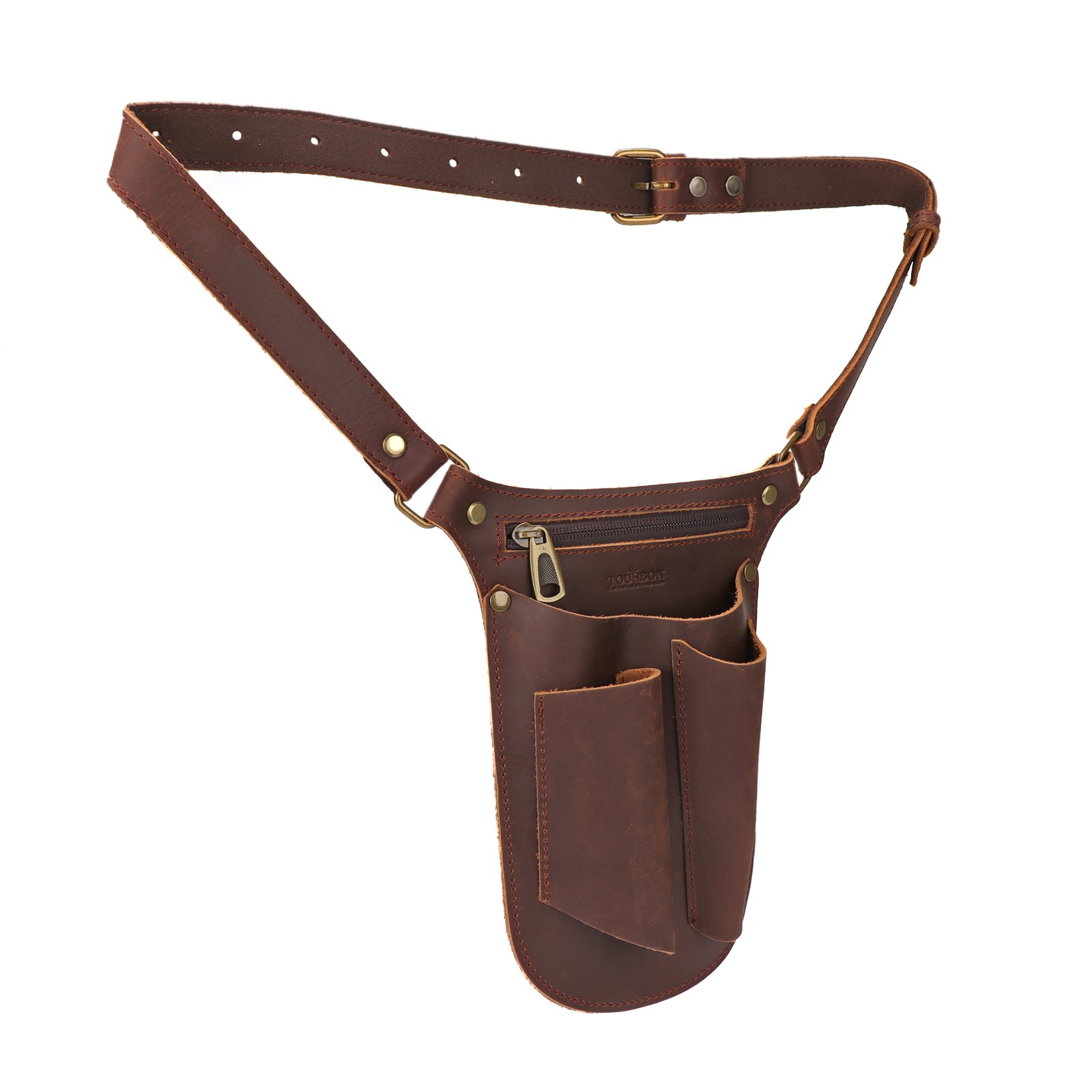 TOURBON Leather Garden Tool Florist Organizer Belt Bag Storage Phone EDC Case
