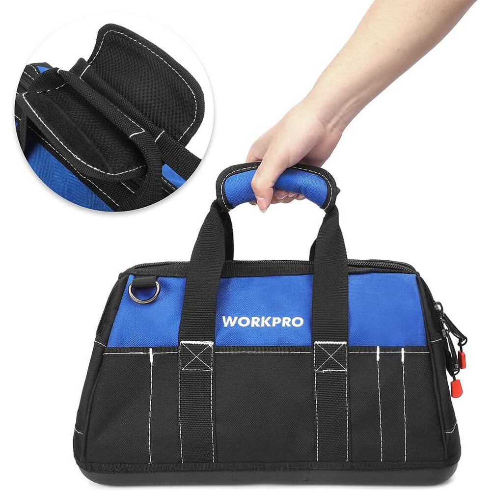 WORKPRO 16 inch Zipper Heavy Duty Tool Bag Top Wide Mouth Tool Storage Tote