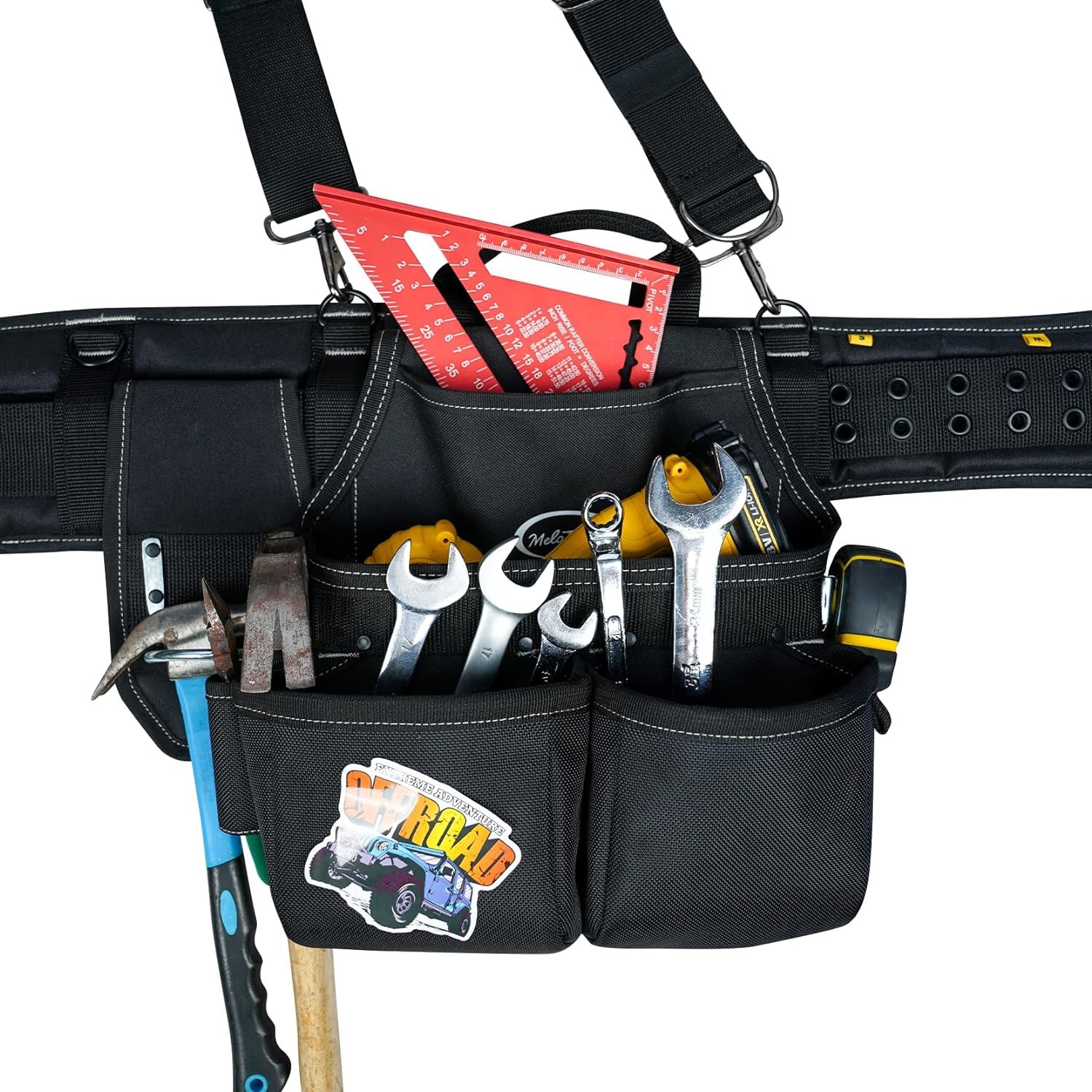 MELOTOUGH Tool Belt with Suspenders Framer Combo System, Black
