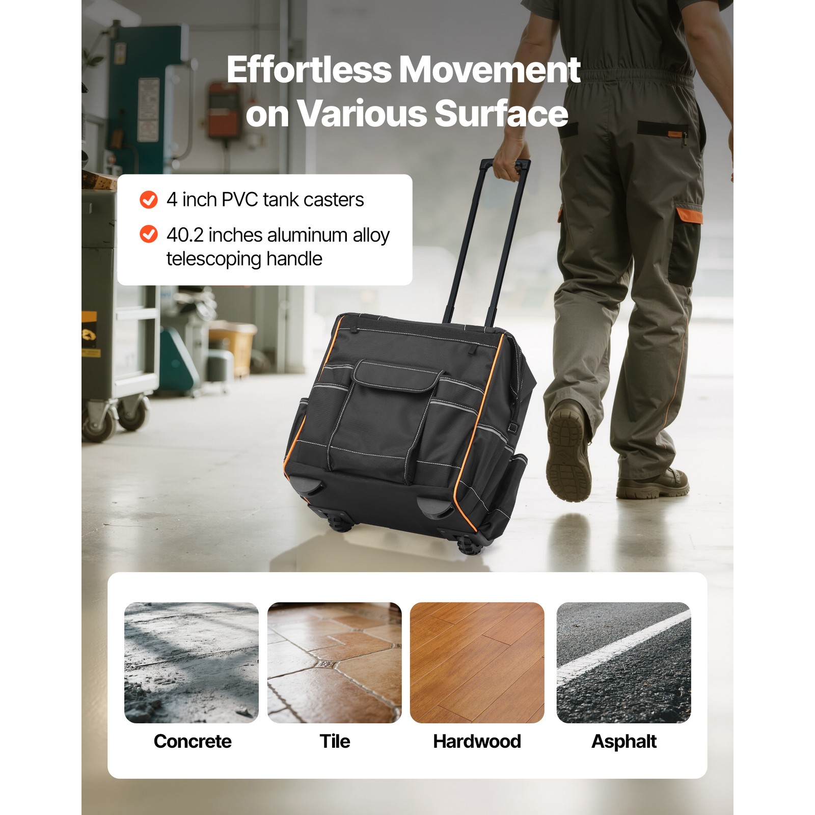 Uimoso Rolling Tool Bag with 25 Pockets and Durable Wheels for Heavy Tools