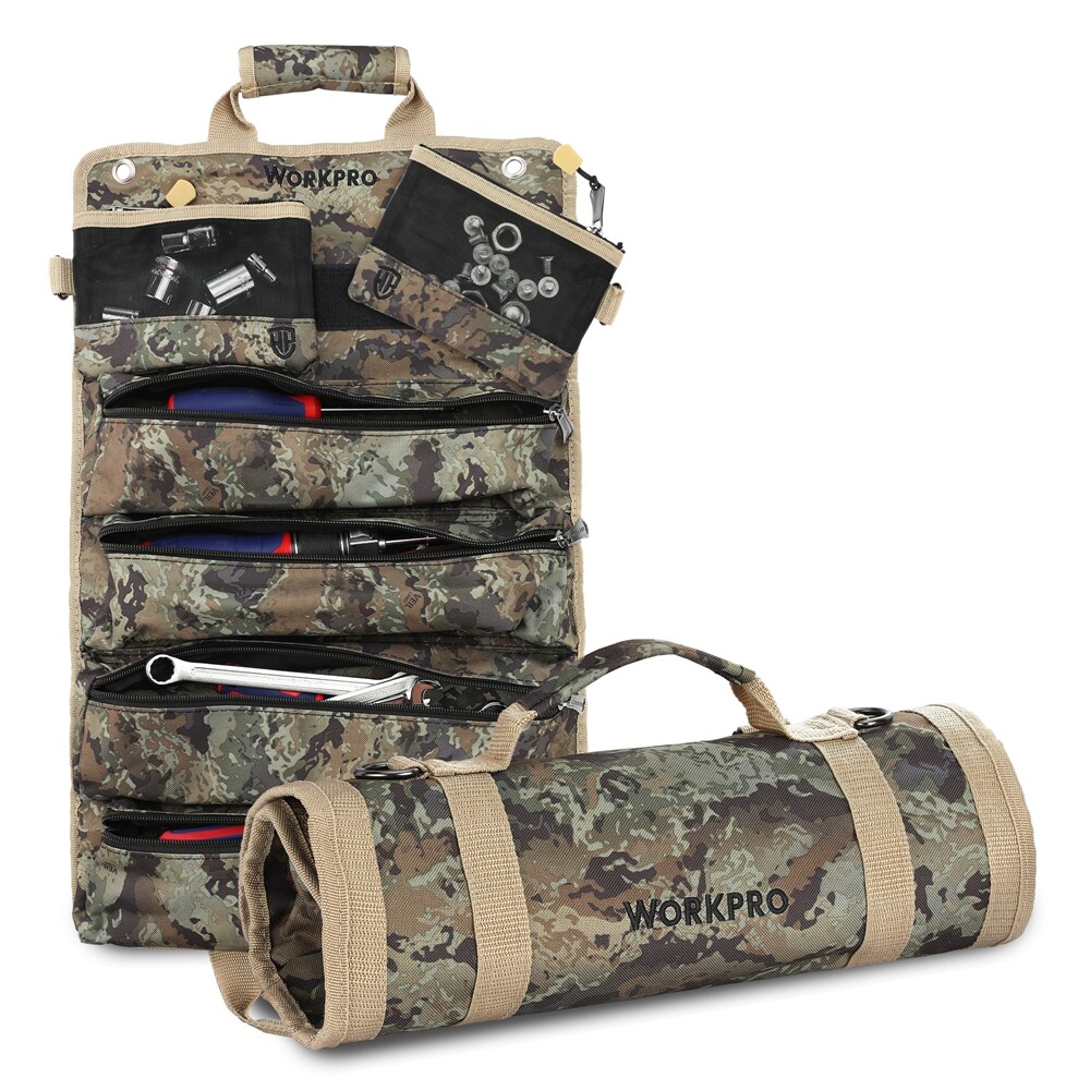 WORKPRO Roll Up Tool Bag Heavy Duty Tool Organizer 6 Pockets Tool Roll Organizer