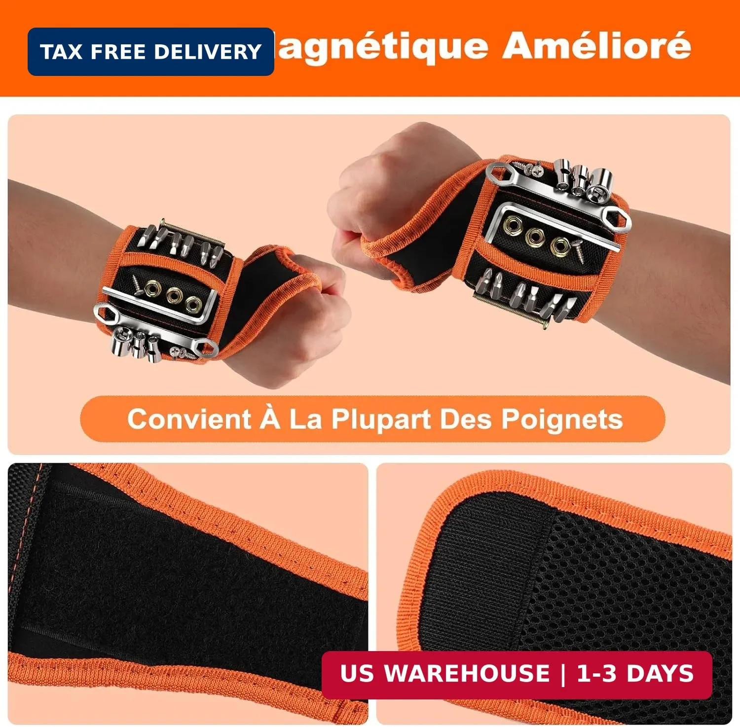 Allinside Magnetic Wristband for Tools, Tool Belt Wrist Band with 15 Powerful Ma