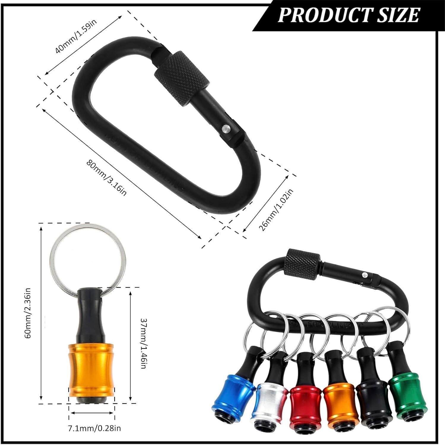 Drill Bit Holder Keychain 1/4″ Socket Hex Shank Impact Driver Screwdriver Holder