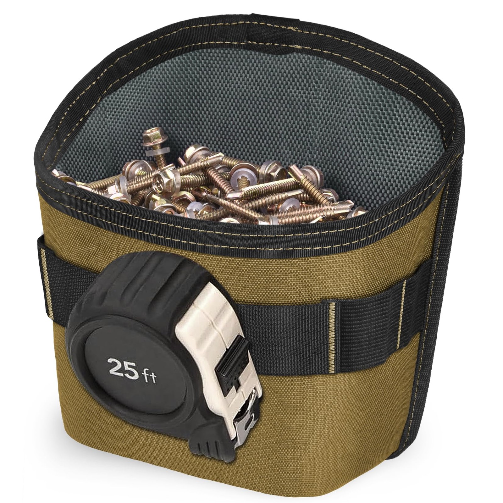 XL Khaki Tool Pouch for Nails Screws Bag with Belt Clip for Work DIY
