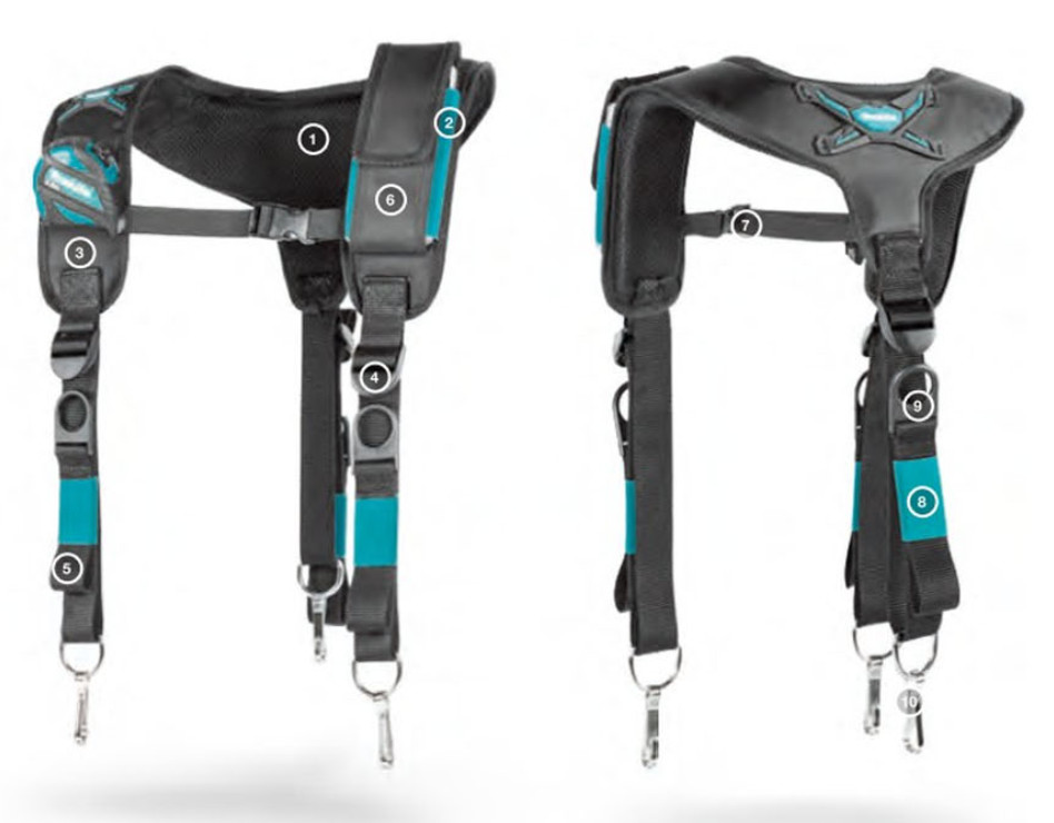 Makita Ultimate Padded Braces & Phone Holder Suspenders E-15372 Genuine New