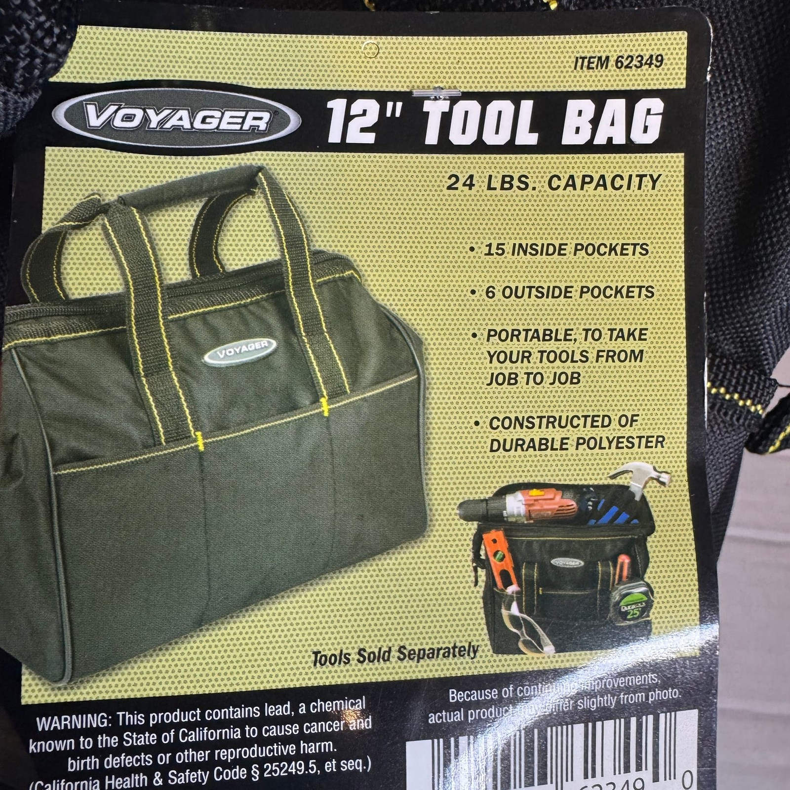 Voyager 12-Inch Portable Tool Bag with 21 Pockets and 24lb Capacity