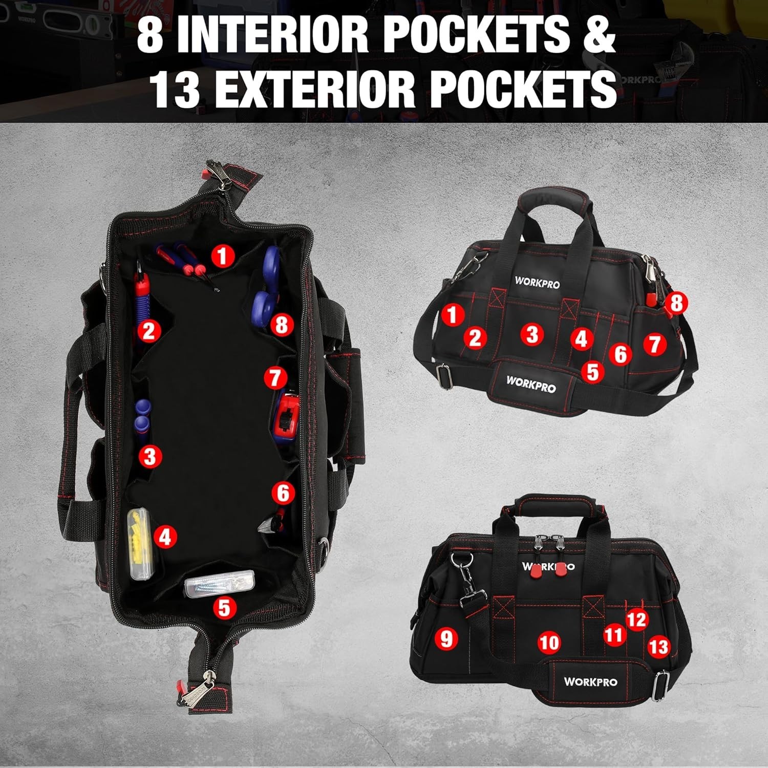 Sturdy 16″ Tool Carrier Bag with Adjustable Strap