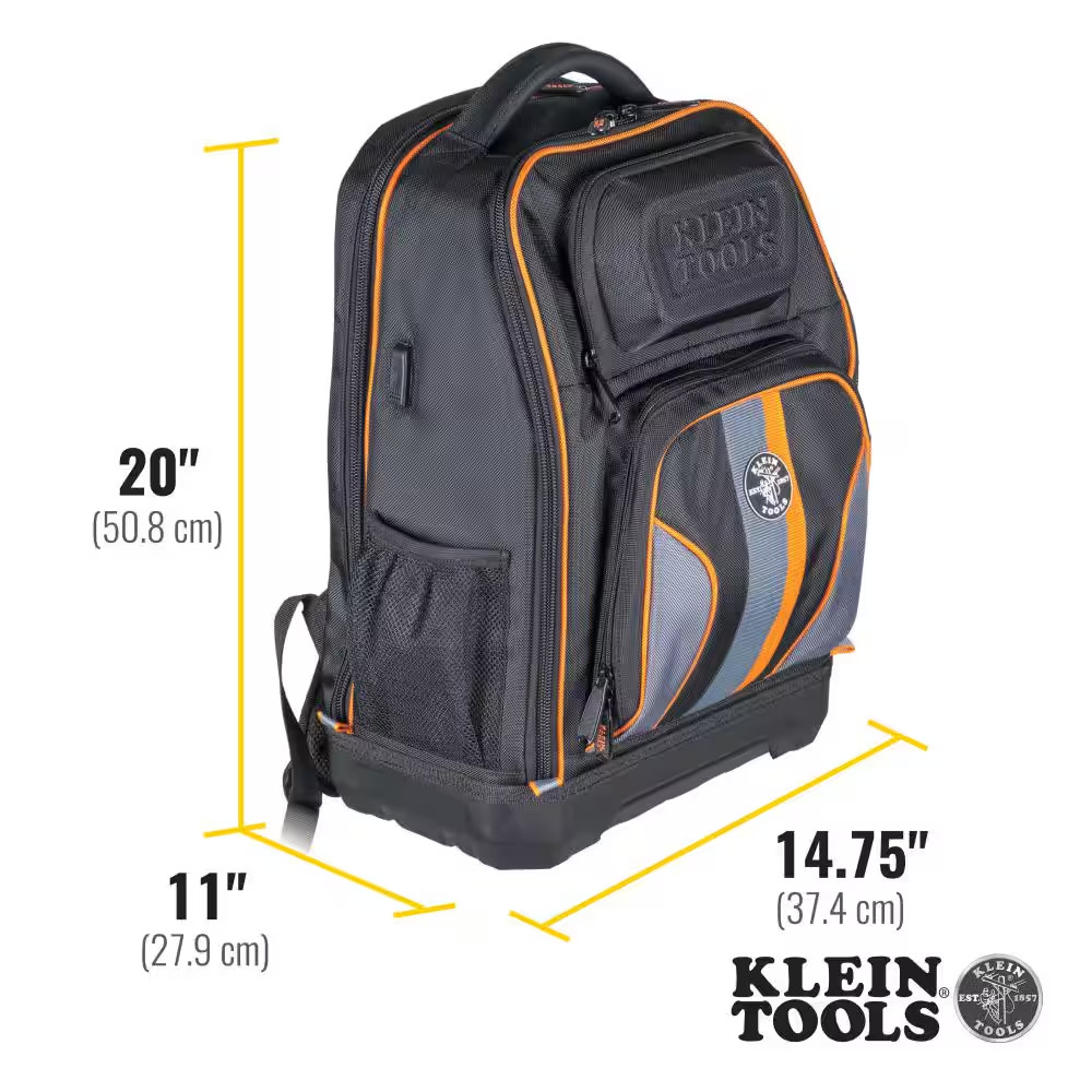 Tradesman Pro 20 in. XL Tech Tool Bag 28 Pockets Back Pack With Zipper Nylon