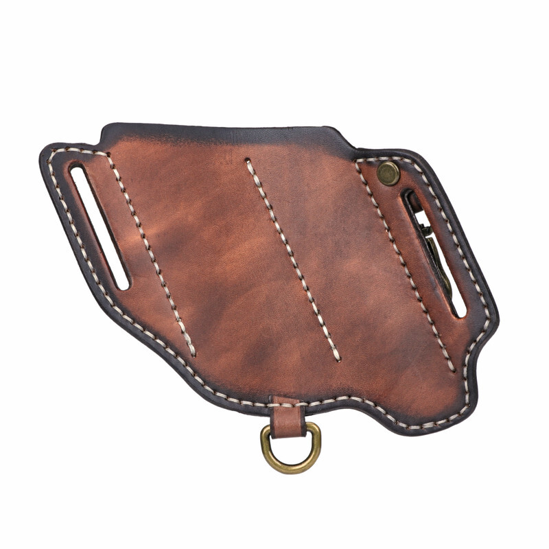 TOURBON Leather 4-in-1 Tool Belt Holster EDC Multitool Flashlight Sheath Utility
