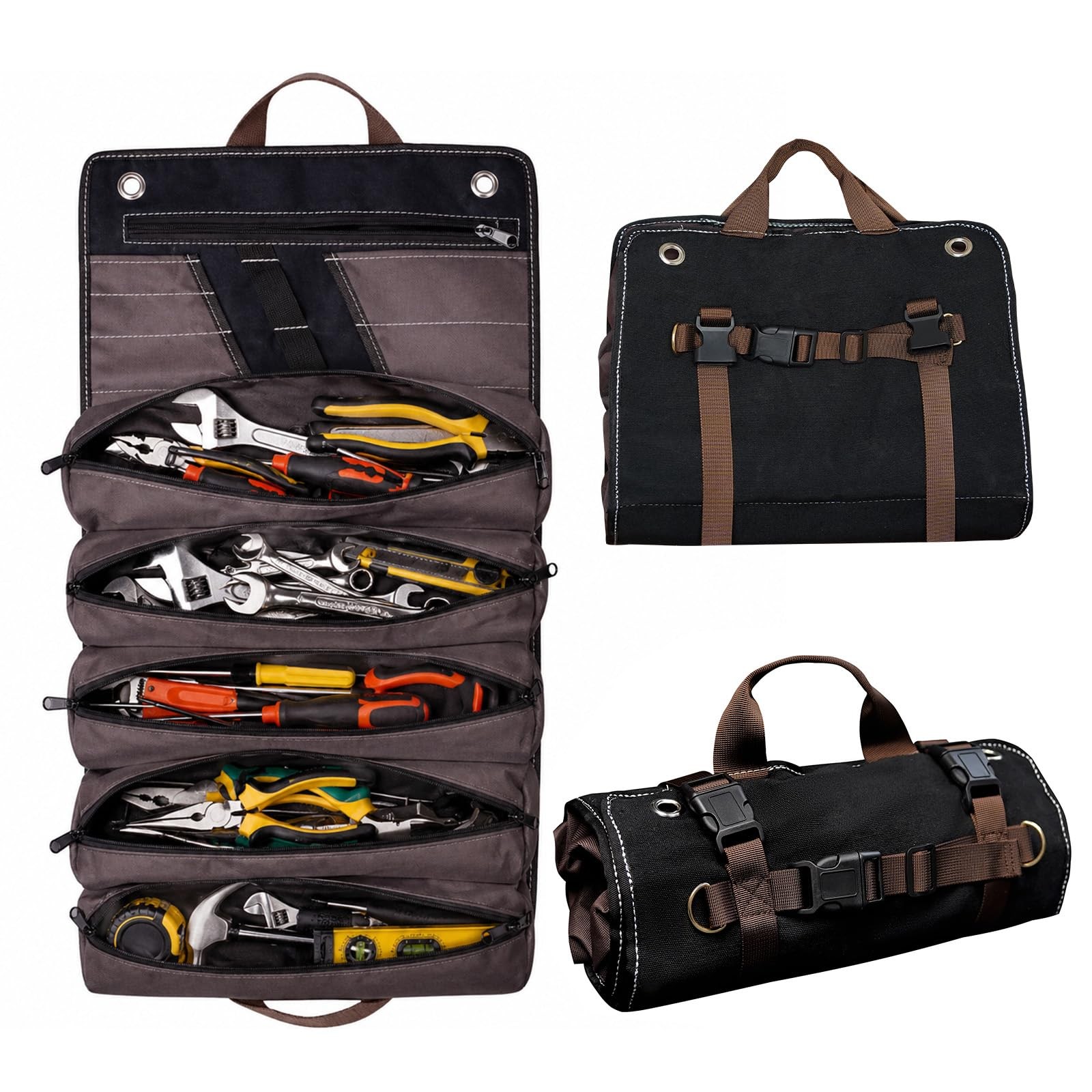 Roll Up Tool Bag Organizer for Men Heavy Duty Tool Wrap Roll Bag Organizers 1…