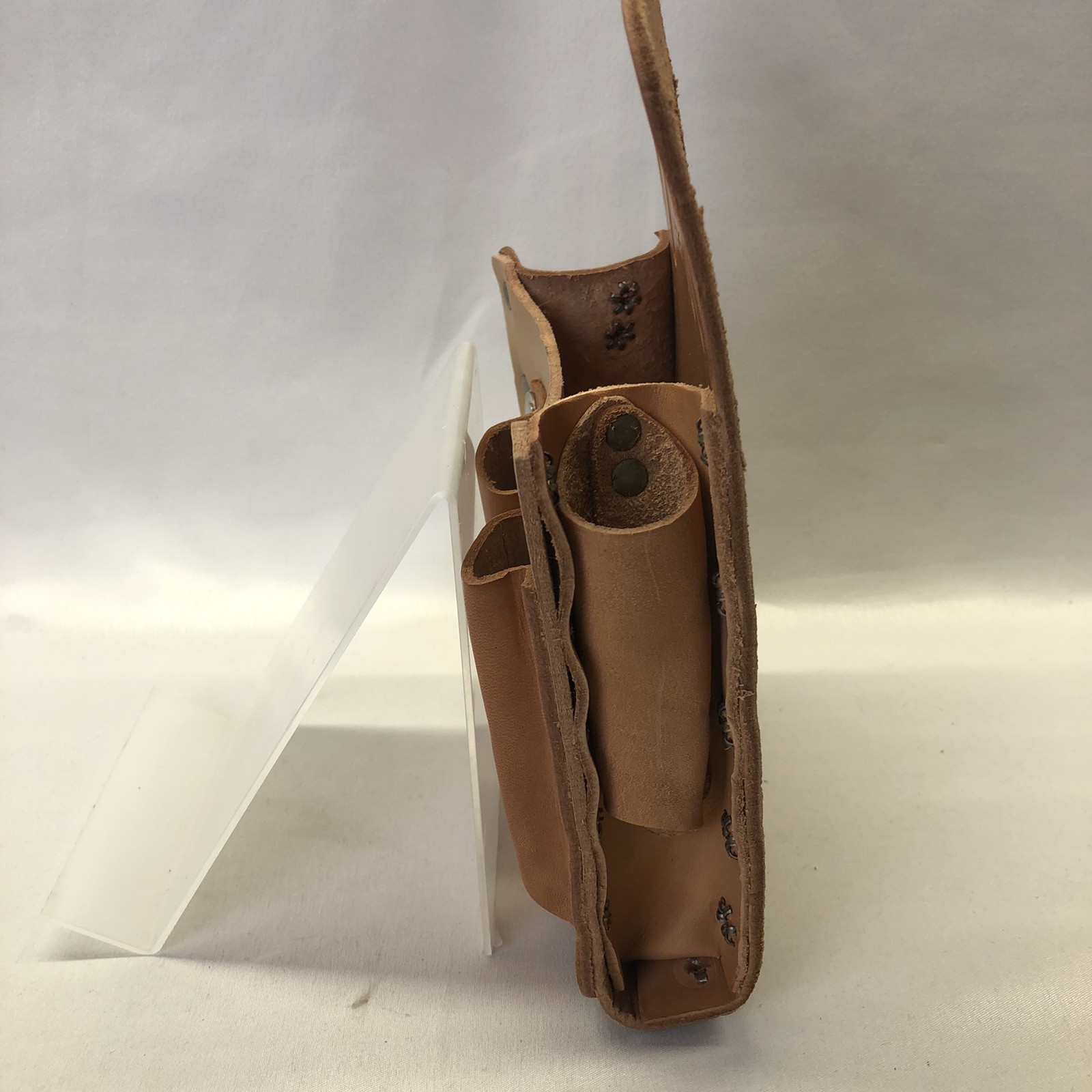 Klein Tools 5126 5 Pocket Durable Tradesman Tan Leather Tool Pouch with Clip USA