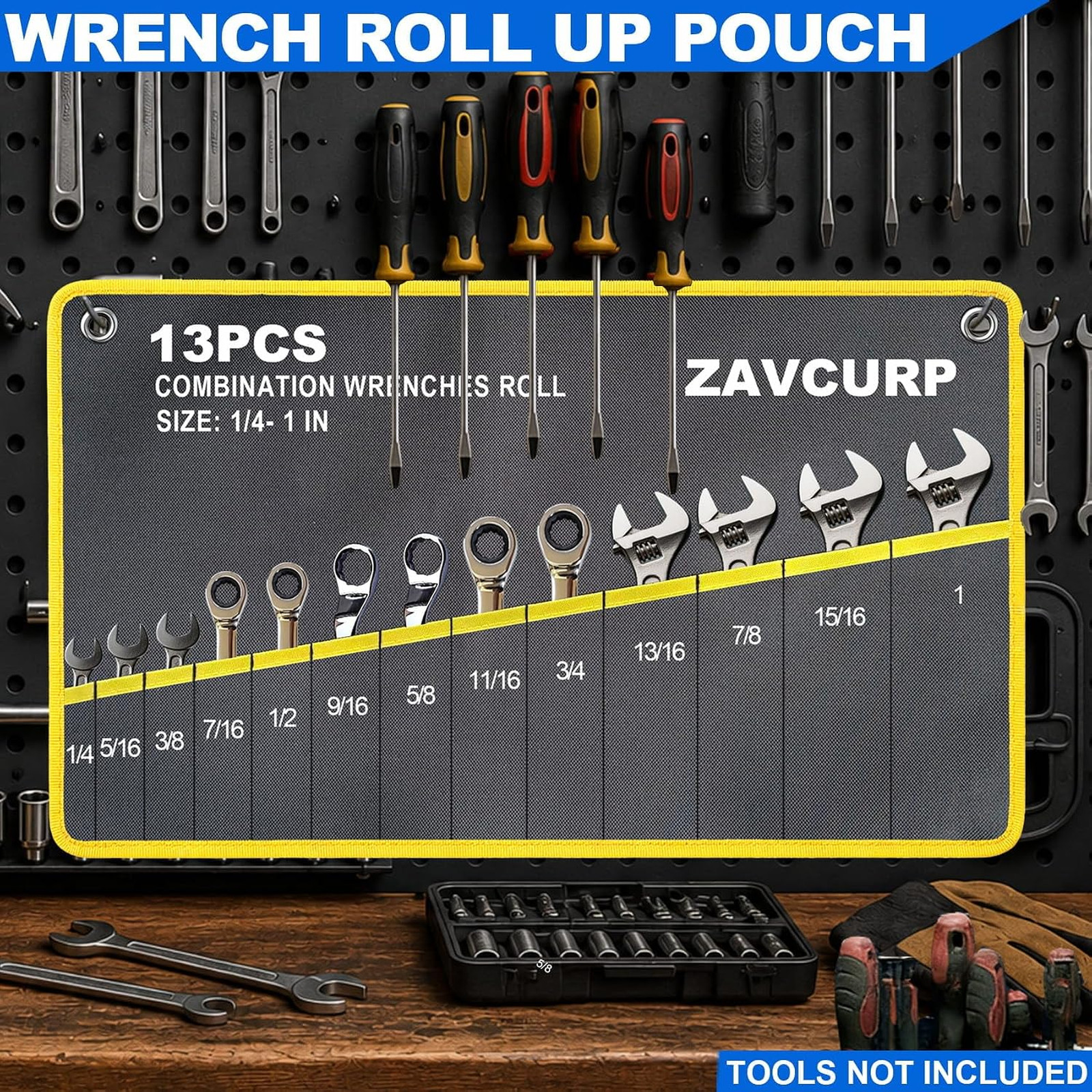 Wrench Roll Up Pouch Waterproof Oxford Cloth Tool Organizer Bag with 12 Metric
