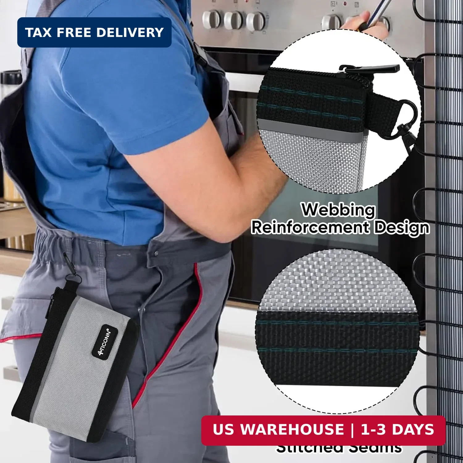 TICONN Tool Pouches with Zipper, 1680D Oxford Small Tool Bags, Waterproof Utilit