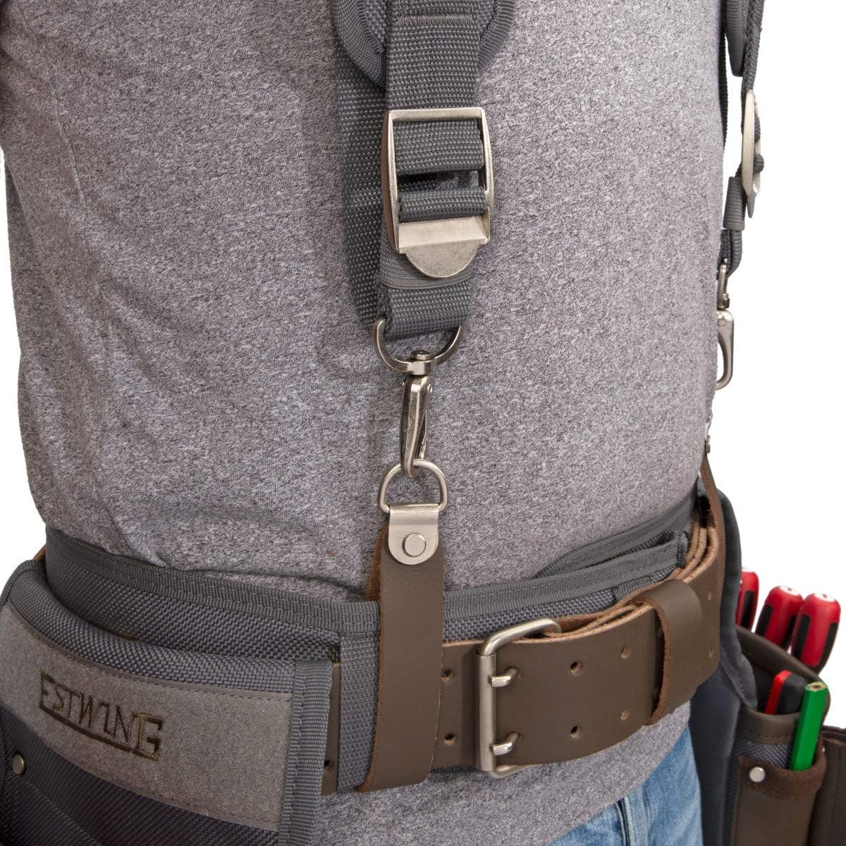 Cooling Mesh Padded Tool Belt Suspenders, Durable, Steel Hardware, Chest Strap,