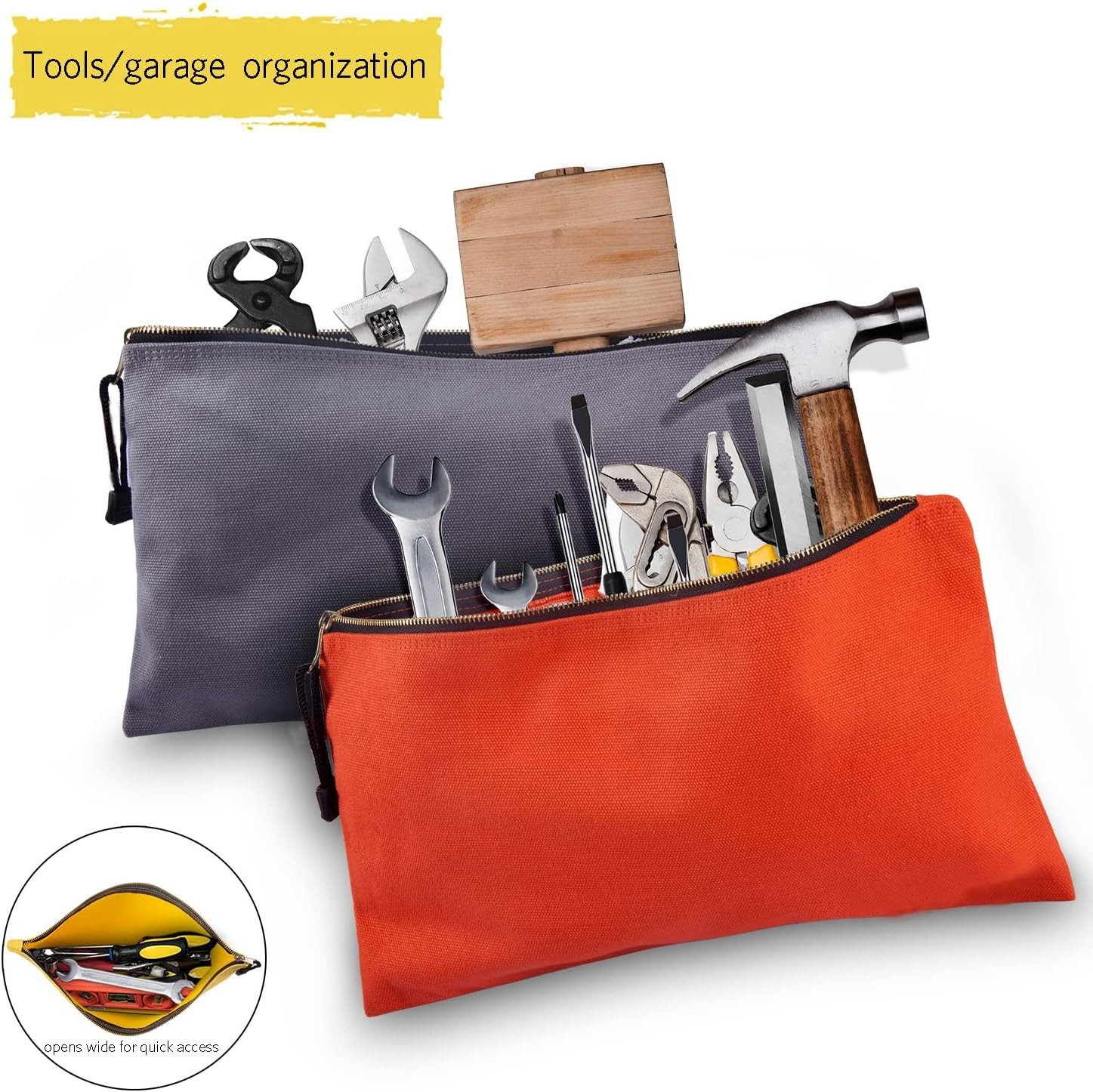 Heavy Duty Canvas Tool Bag Organizer – 7 Pack Zipper Utility Pouches in Assort