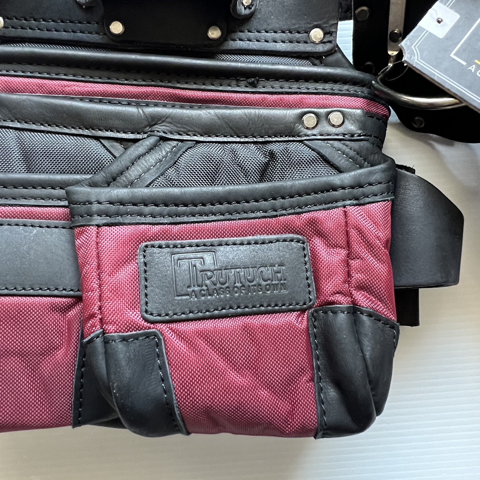 NEW Trutech Heavy Duty Leather & Nylon Tool Belt, Maroon & Black , TT-1650-R