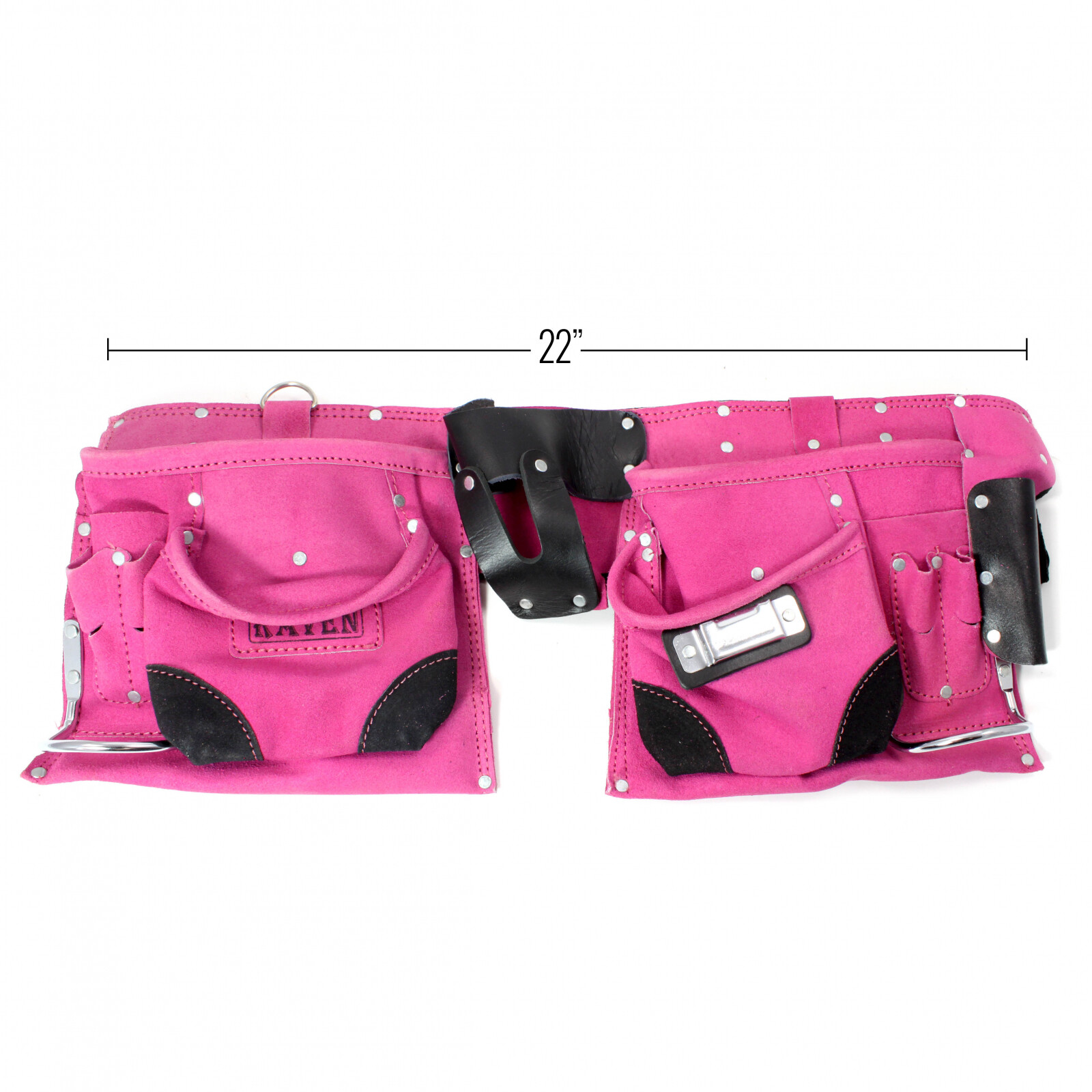 9 Pocket Tool Belt Pouch Heavy Duty Pink Suede Leather Fits Hammer And Nails