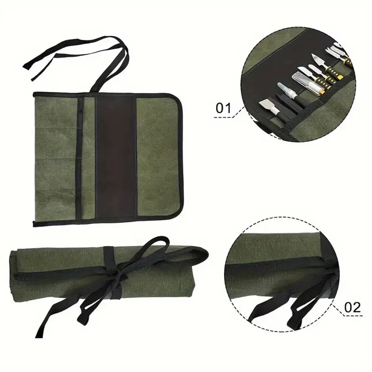 Multiple Pocket Multi-Purpose Roll up Tool Bag Oxford Cloth Wrench Pouch Screwdr