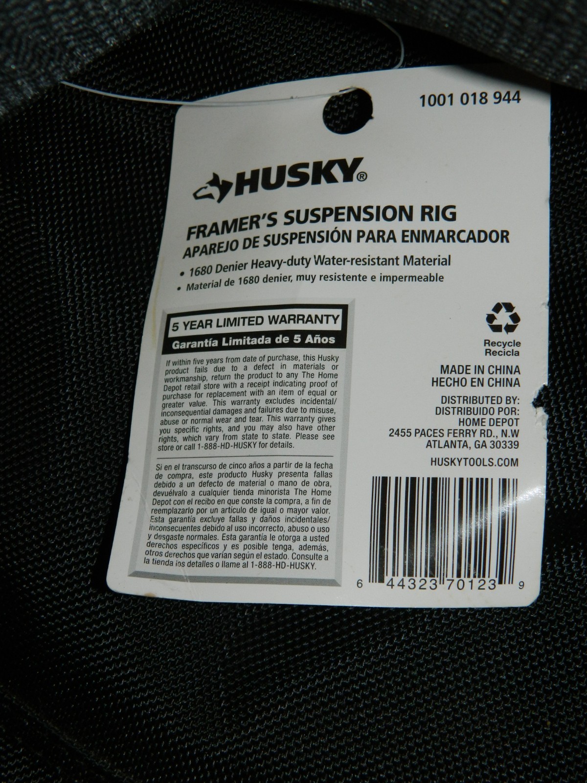 NEW Husky Framers Suspension Rig Work Tool Belt w/Suspenders 18 Pockets Nylon