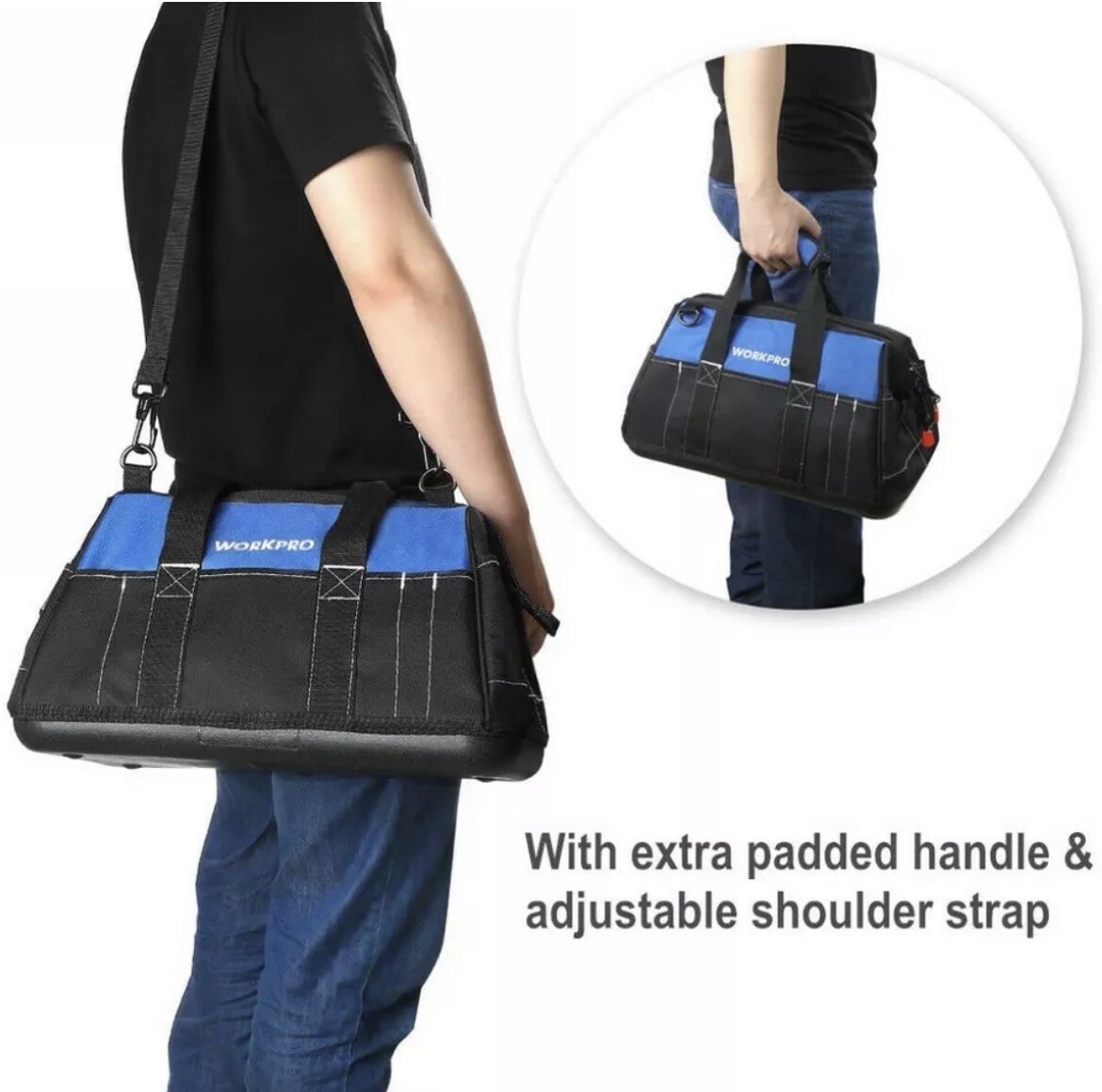 Tool Bag Heavy Duty, Top Wide Mouth Tool Storage Tote, 16” zipper..NEW