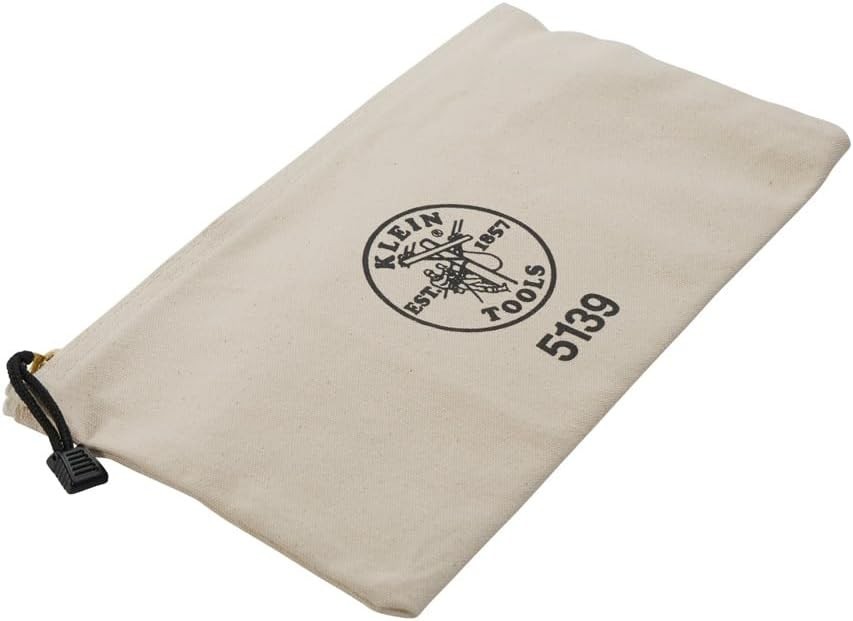 Klein 5139 Heavy-Duty Canvas Tool Pouch with Brass Zipper – 12.5″ Size