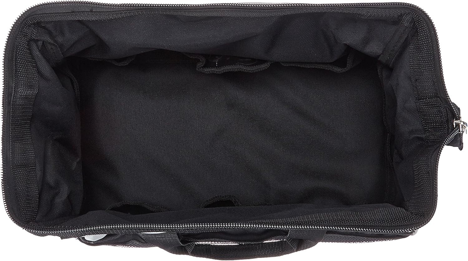 Durable 16-Inch Tool Bag with 26 Compartments & Adjustable Strap in Black/Grey
