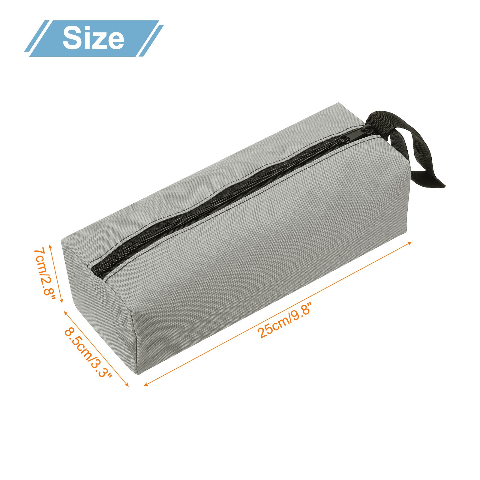 Zipper Utility Tool Bag 9.8×3.3×2.8 Inch Multi-purpose Tote Bag Grey