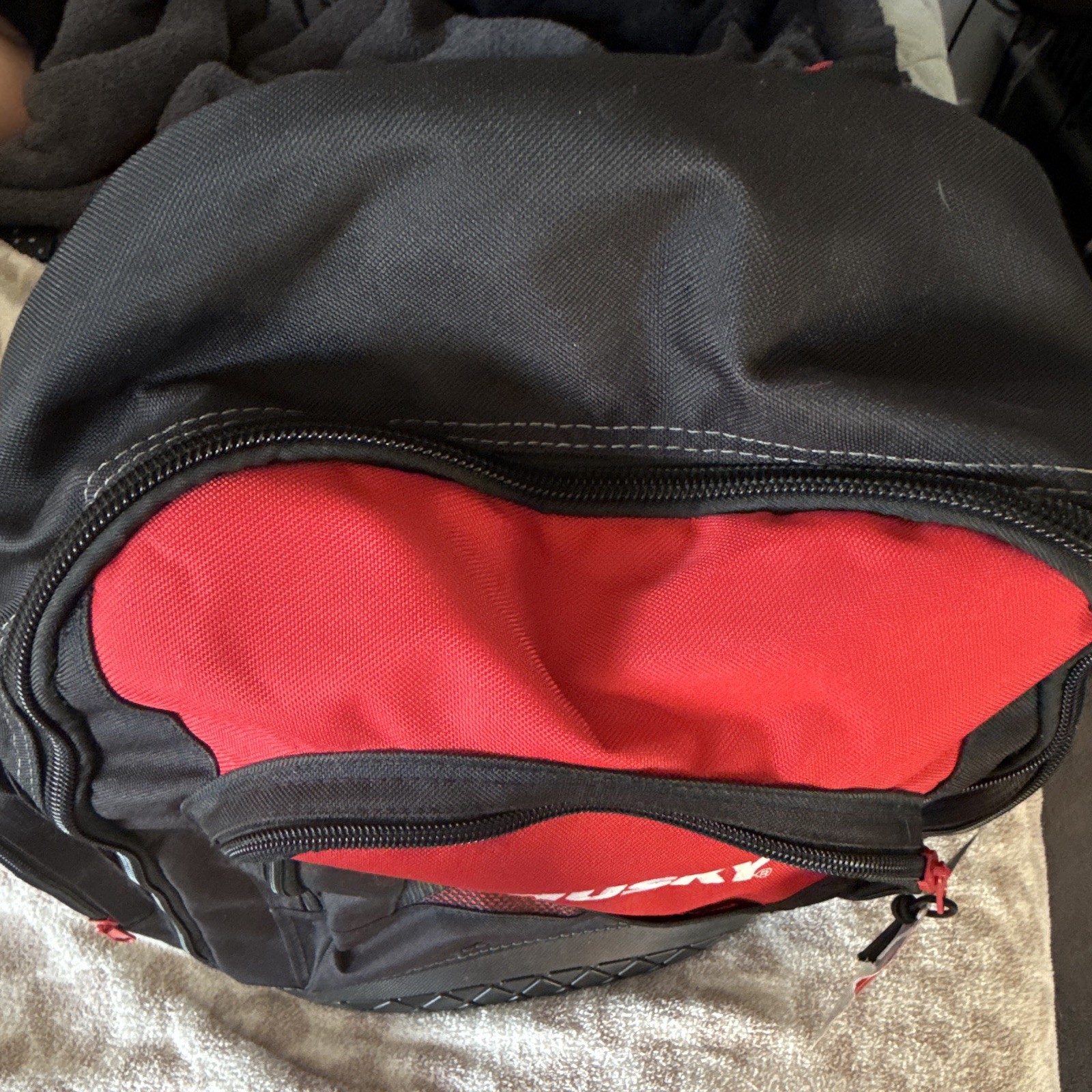 Husky Tool Backpack 19in Black/Red 600D Water Resistant Padded Straps HDG