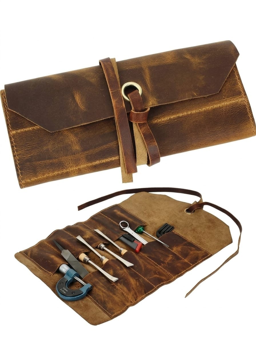 Handmade Genuine Leather Tool Roll Pouch | EDC Organizer Bag | Crazy Horse