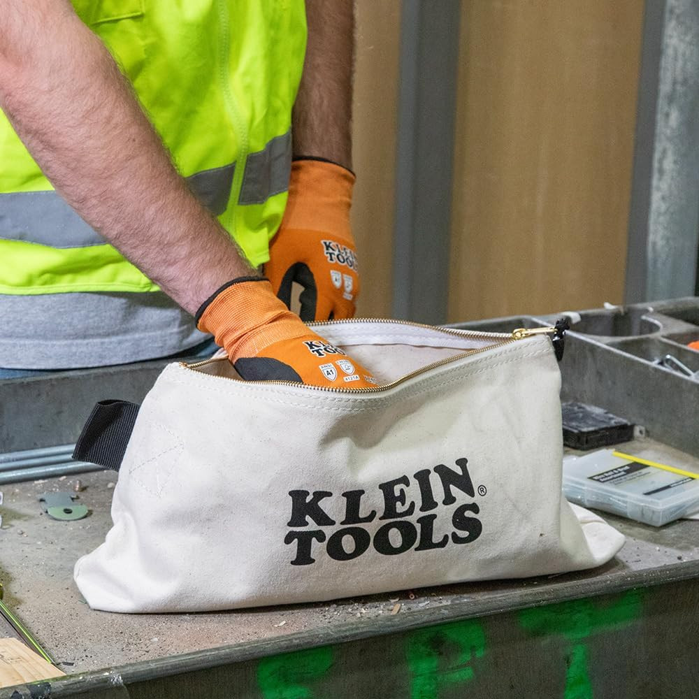 KLEIN TOOLS 62042 16-Inch Zipper Bag, Extra Long, No. 10 Canvas, Heavy Duty Tool