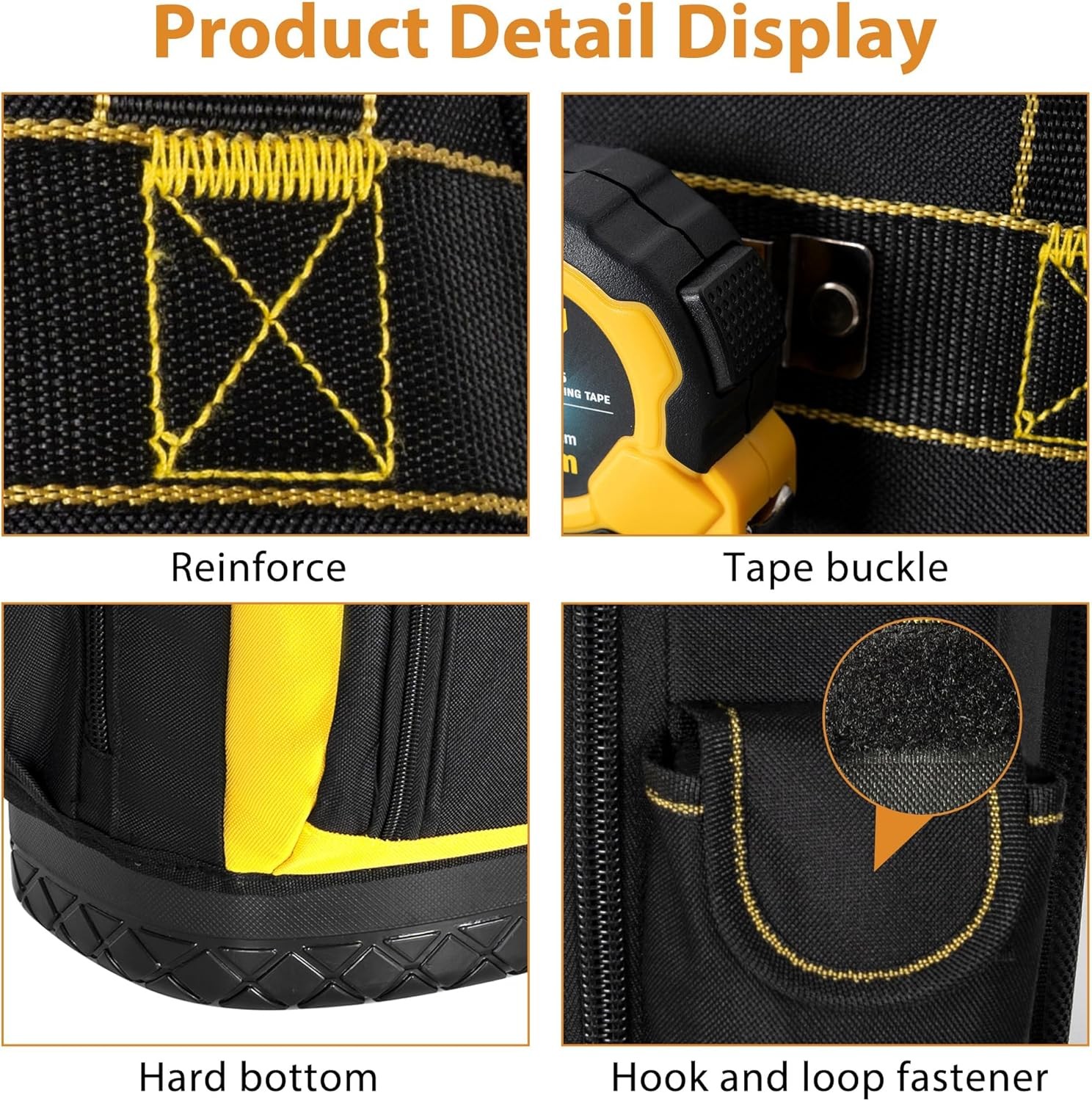 17″ Tool Backpack with Multi Pockets Water Resistant Hard Bottom Bag