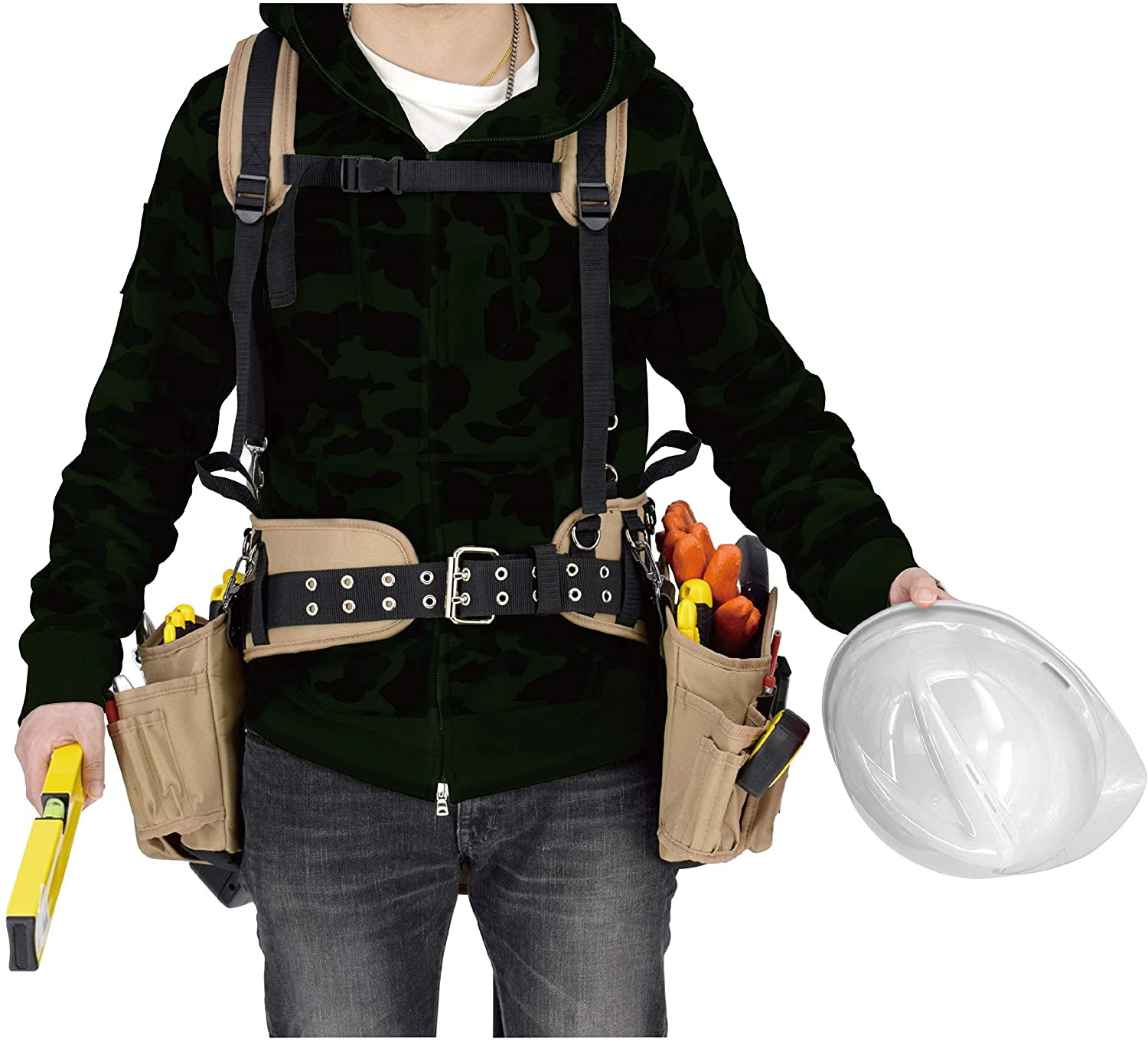 JACKSON PALMER Tool Belt Comfort Rig Tan Black Heavy Duty Work Gear