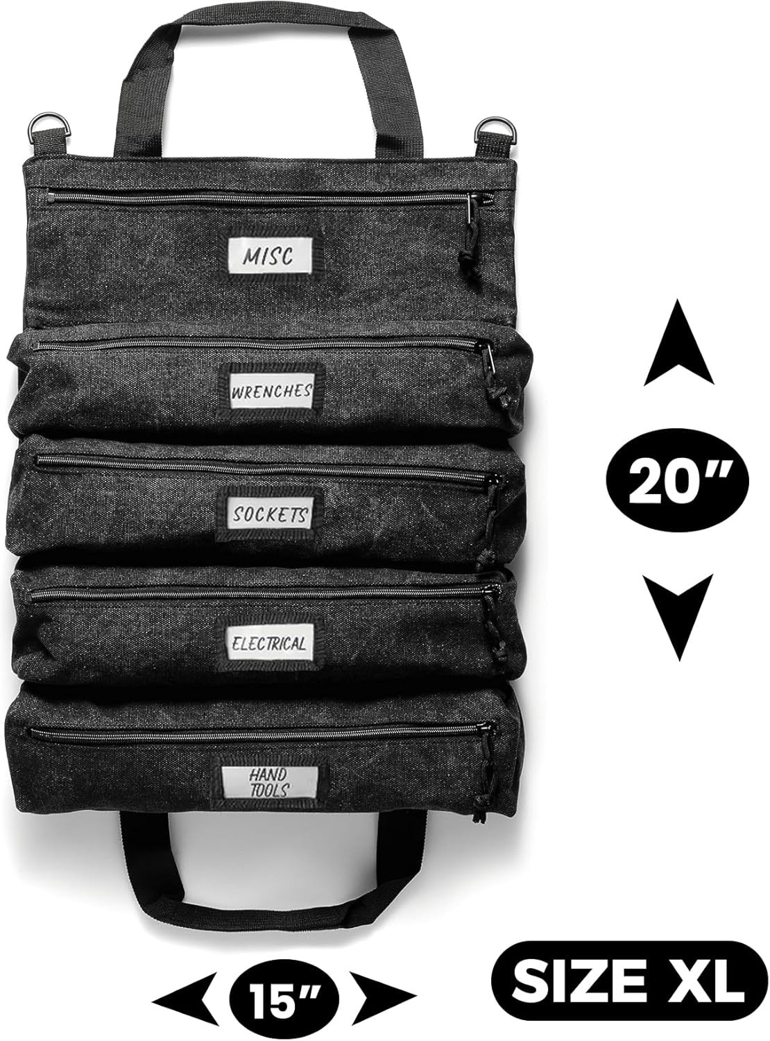 Official Voyager Tool Roll Bag – Easy to Carry 5-Pocket Roll up Tool Bag – Durab
