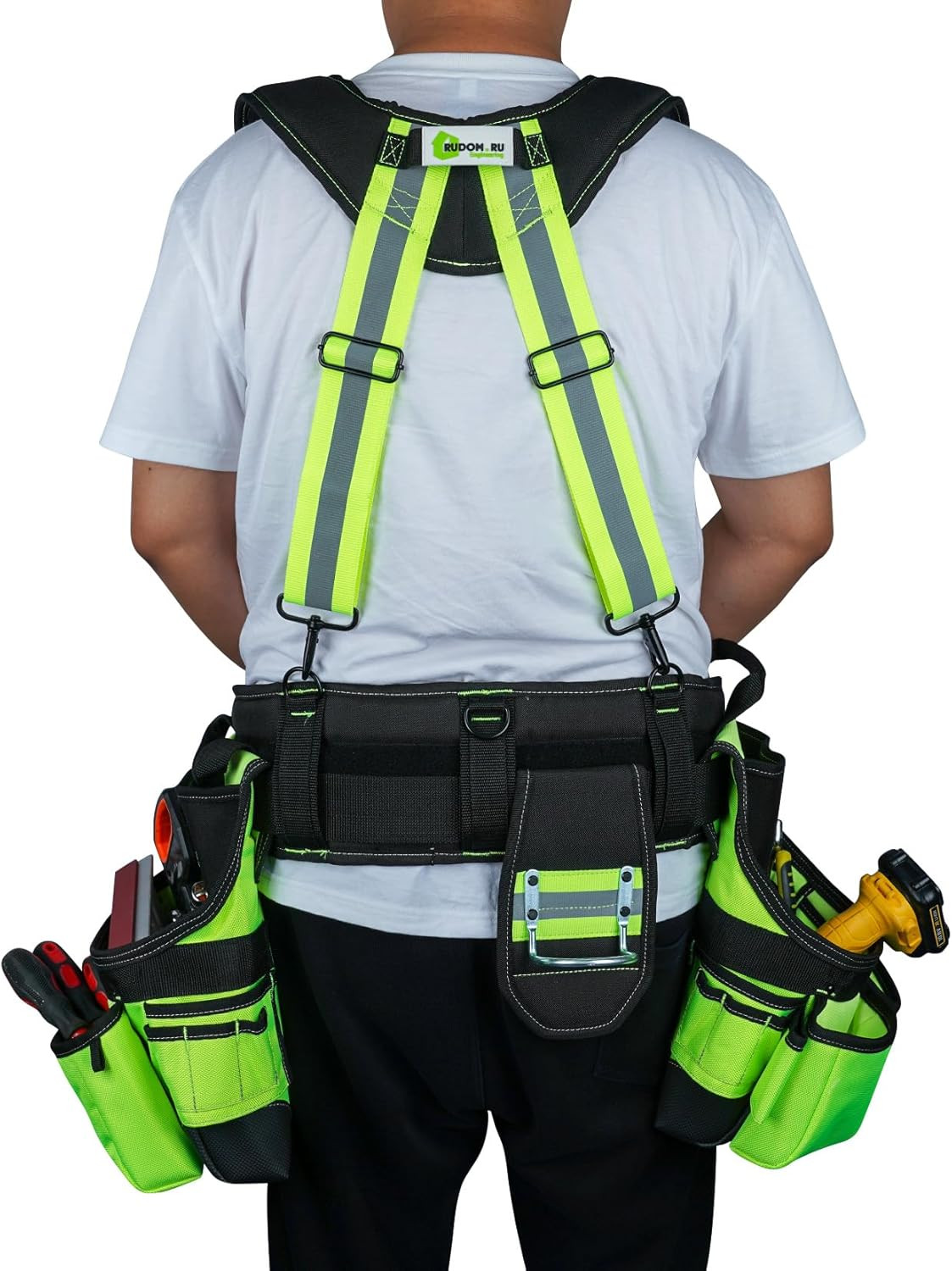 Reflective Safety Tool Belt with Suspenders Tool Bag Supenders Framers Comb Apro