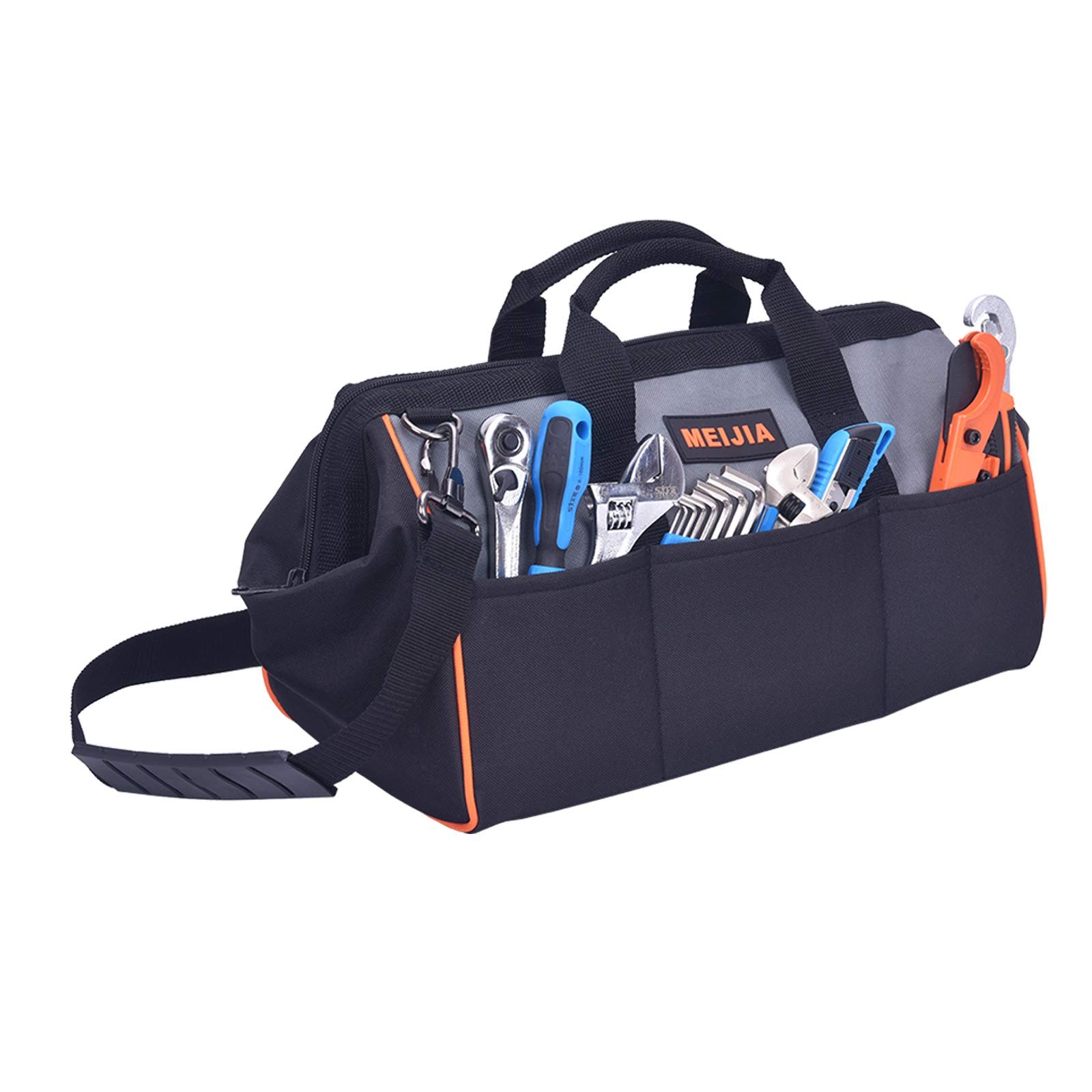 16 Inch Portable Wide Mouth Heavy Duty Tool Bag Multi Pocket Storage Tote