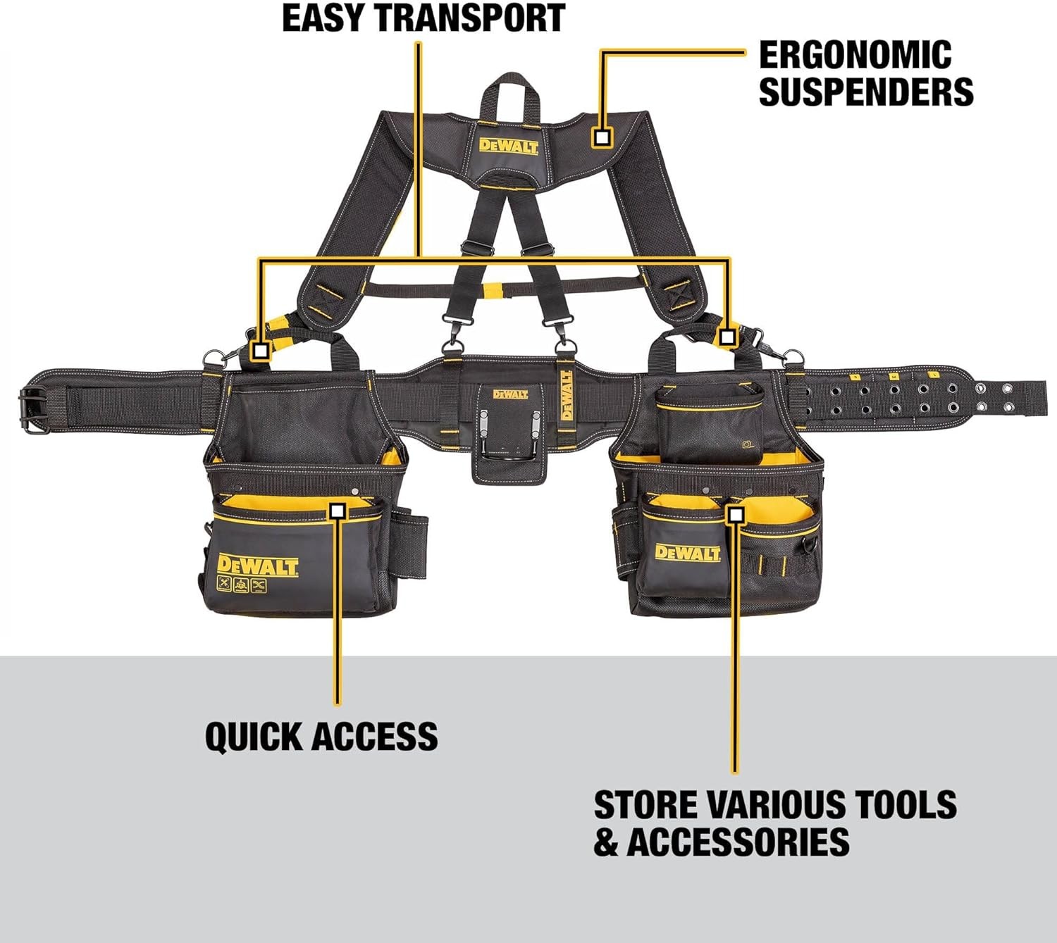 Heavy Duty Tool Belt with Suspenders and 25 Pockets for Professionals