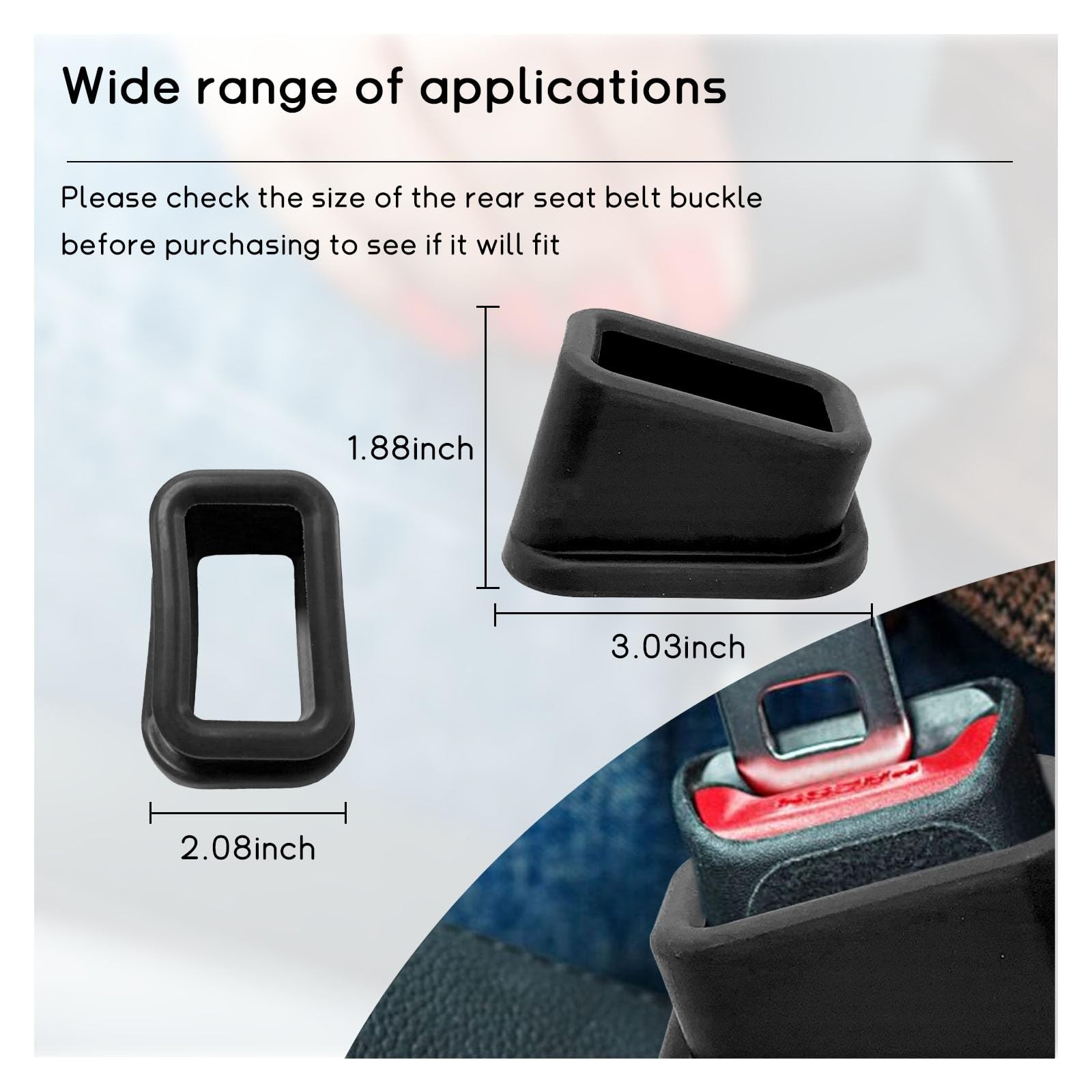 Kewucn 2 PCS Car Seat Belt Buckle Holder, 1.88×2.08×3.03 inches, Black