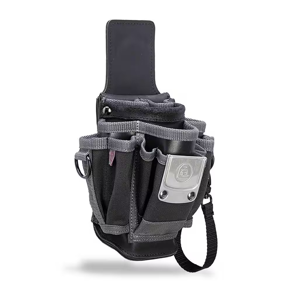6 In. Small Black Polyester Tool Pouch with Pen;Knife;Pliers;Screwdriver;Wrench;