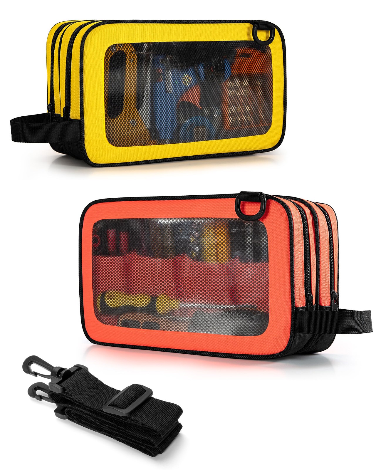 2 Pack Tool Pouch with Dual Compartments, 12” Tool Bag with Detachable Should…