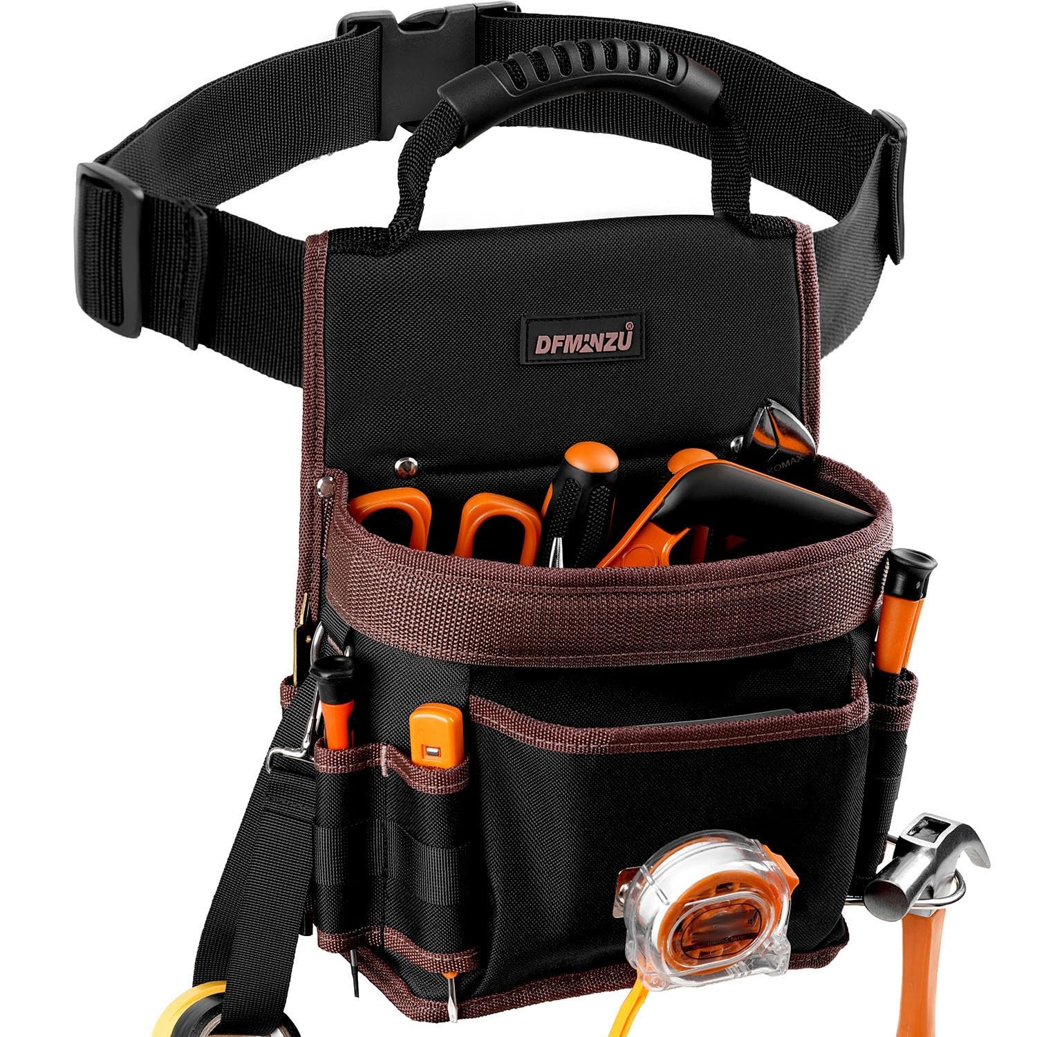 Electrician Tool Pouch, 10 Pockets Tool Belt Pouches with Hammer Holder, Adju…