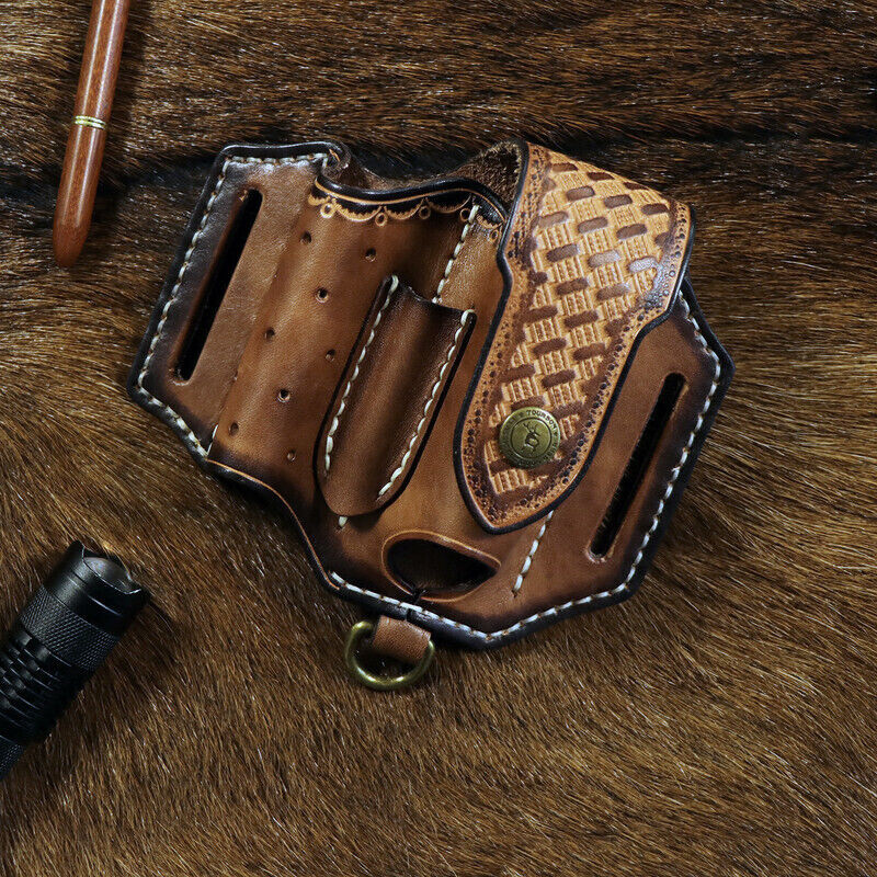 Leather Pocket Knife Sheath EDC Multitool Plier Belt Knives Pouch Tools Holster