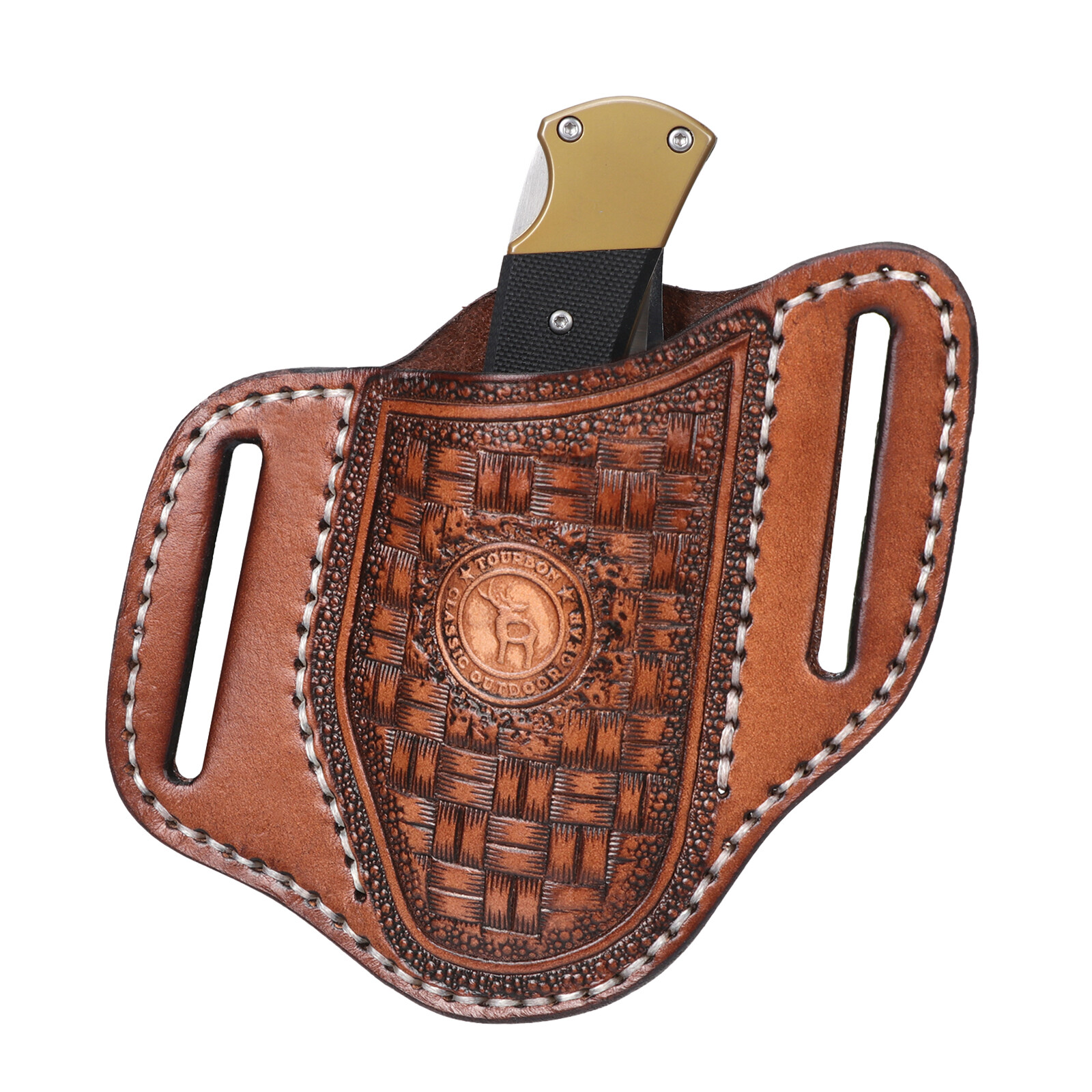 TOURBON Retro Leather Folding Knife Sheath Tool Pouch Knives Holder Belt Holster