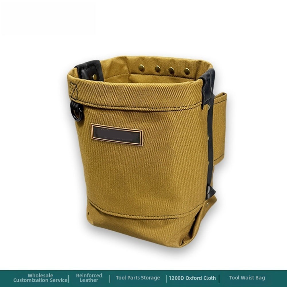 Khaki 1200D Oxford Tool Waist Bag with Reinforced Stitching and Rivet Details