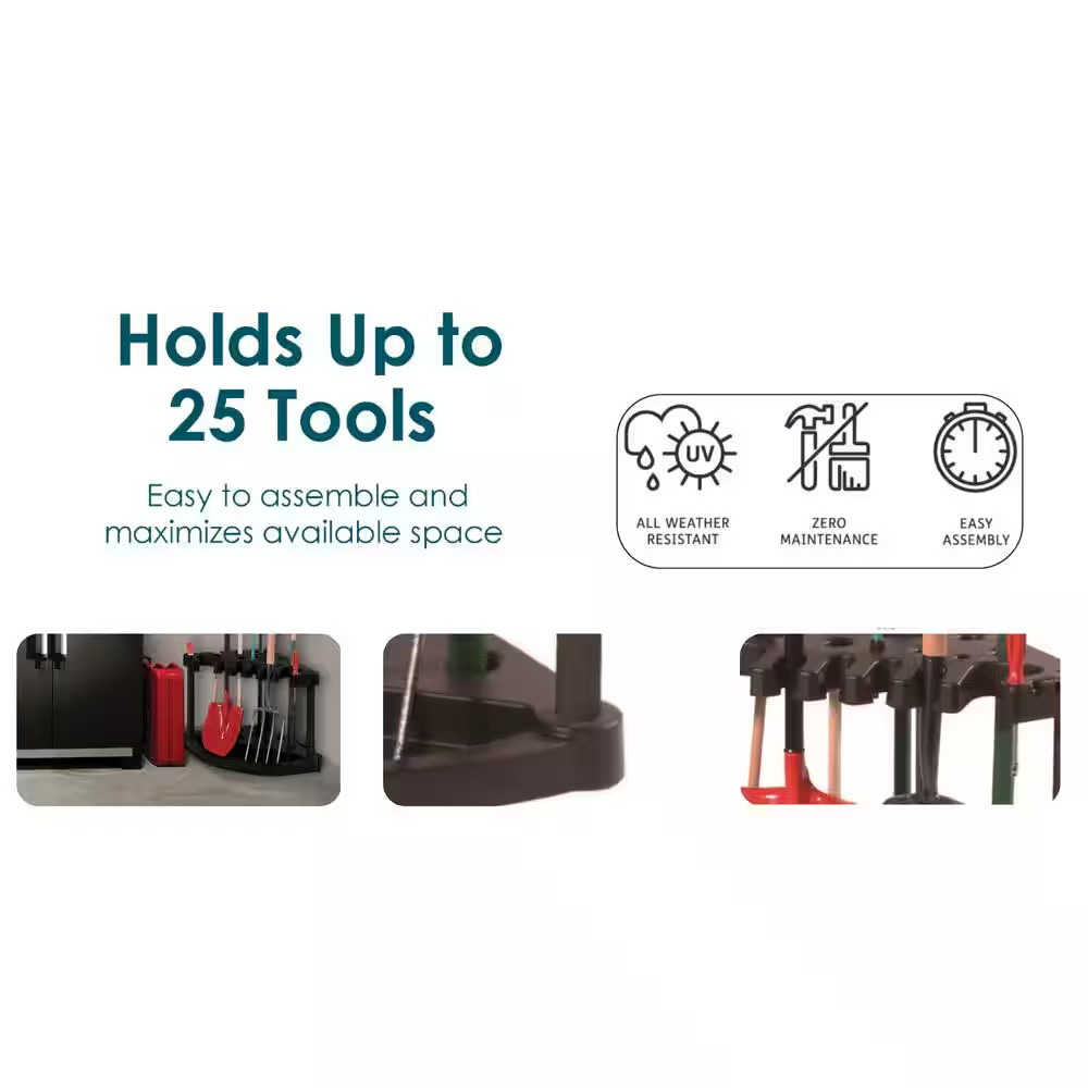 22 In. W X 21 In. H Shed Accessory Kit Compact Corner Tool Rack Black