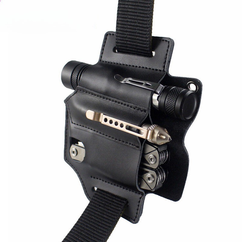 Multitool Sheath Holster Leather MOLLE EDC Knife Flashlight Organizer Belt Pouch
