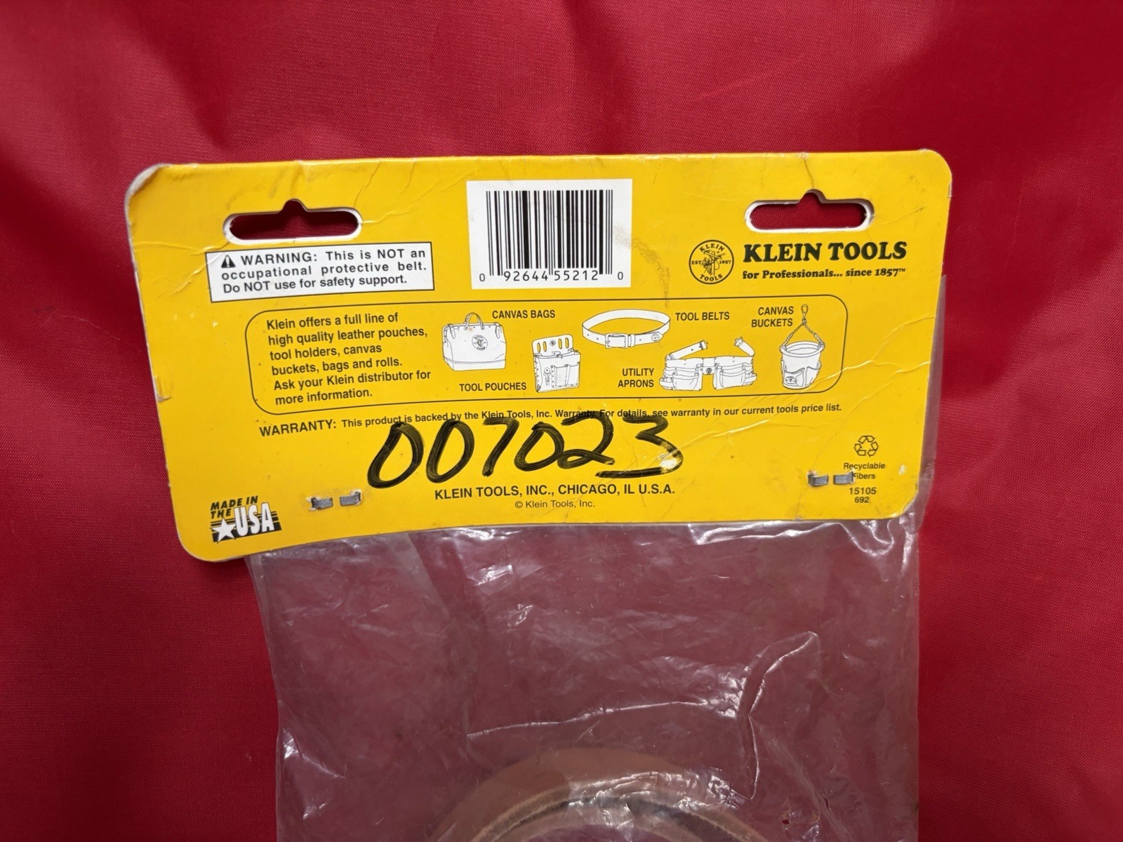 NEW Klein Tools 5207L Electrician’s Leather Tool Belt Size Large 38″ – 46″
