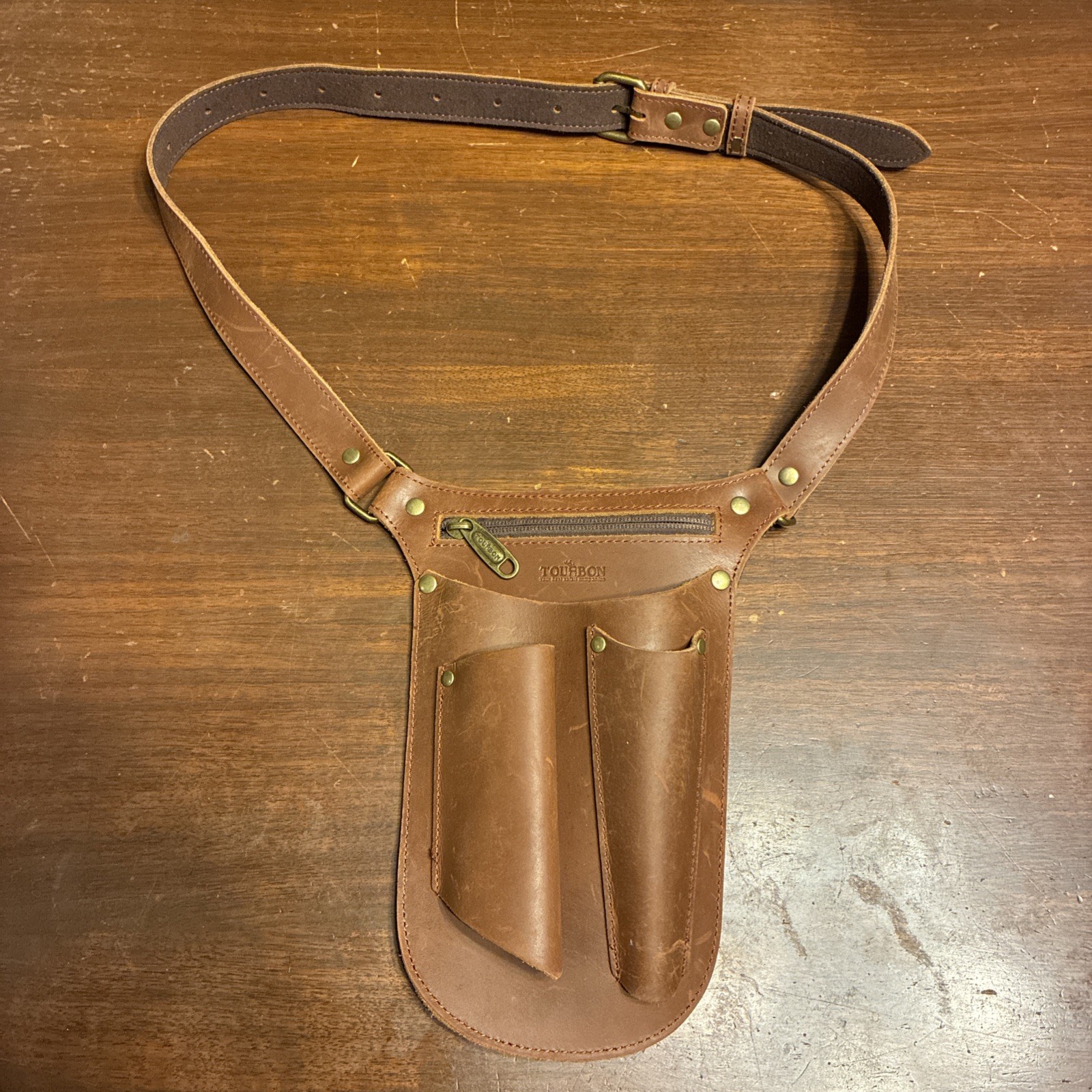 TOURBON Leather Gardening Belt Pouch Florist Organizer Waist Bag Tools Holster