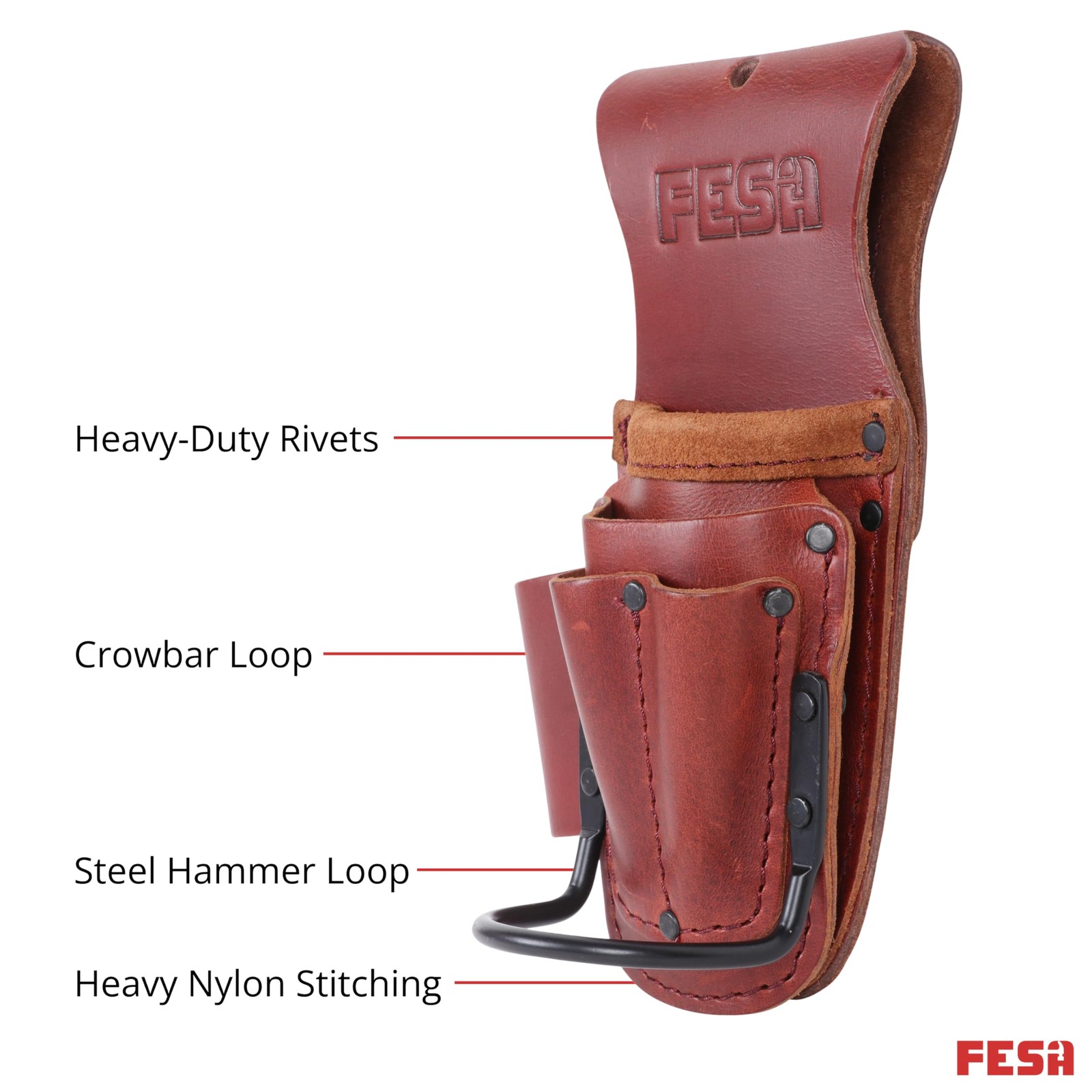Tool Belt Hammer Holder – Leather Multitool, Pliers & Hammer Holster with Poc…